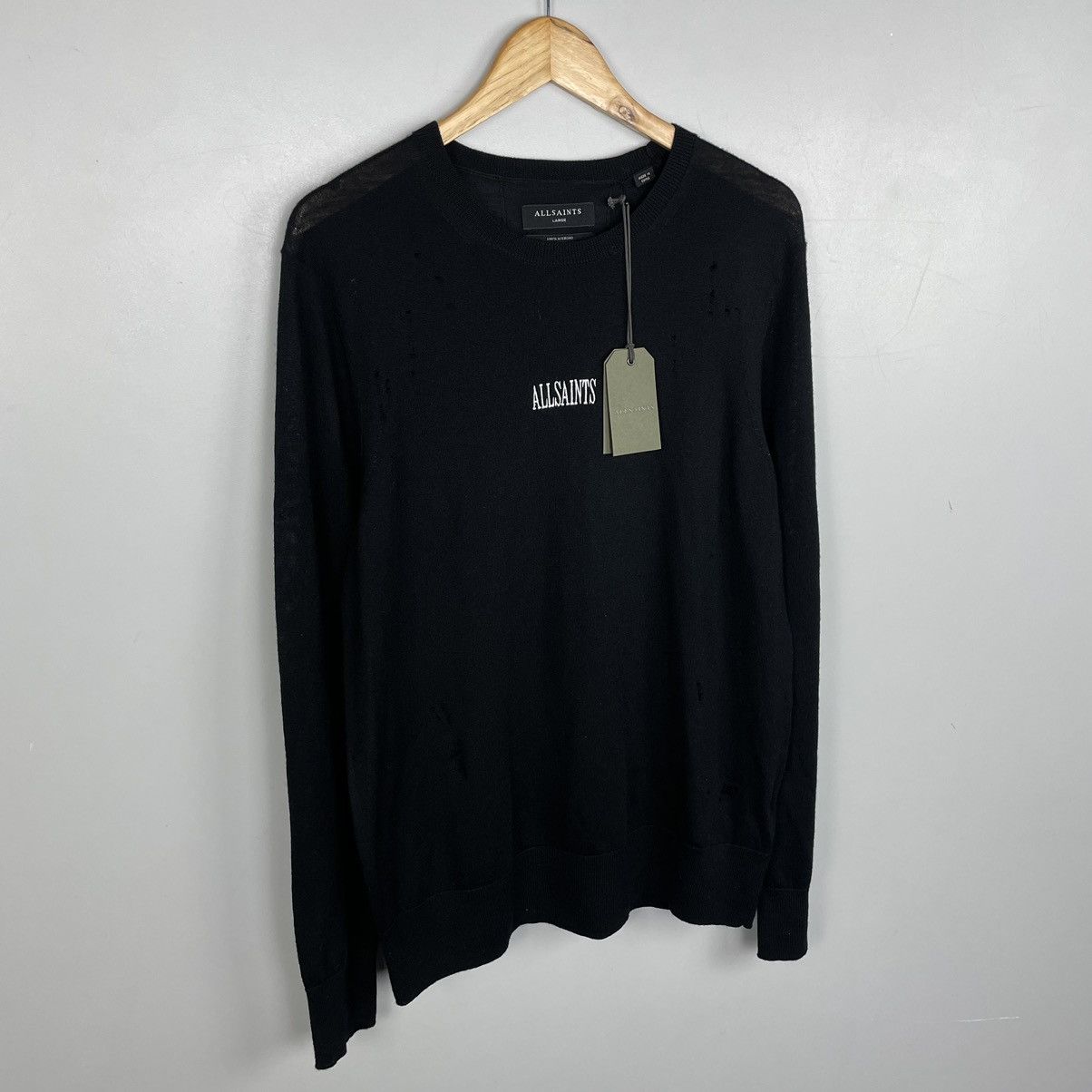 Allsaints × Designer × Japanese Brand Allsaint distressed sweatshirt 100% merino wool y2k sz L Size US L / EU 52-54 / 3 - 2 Thumbnail