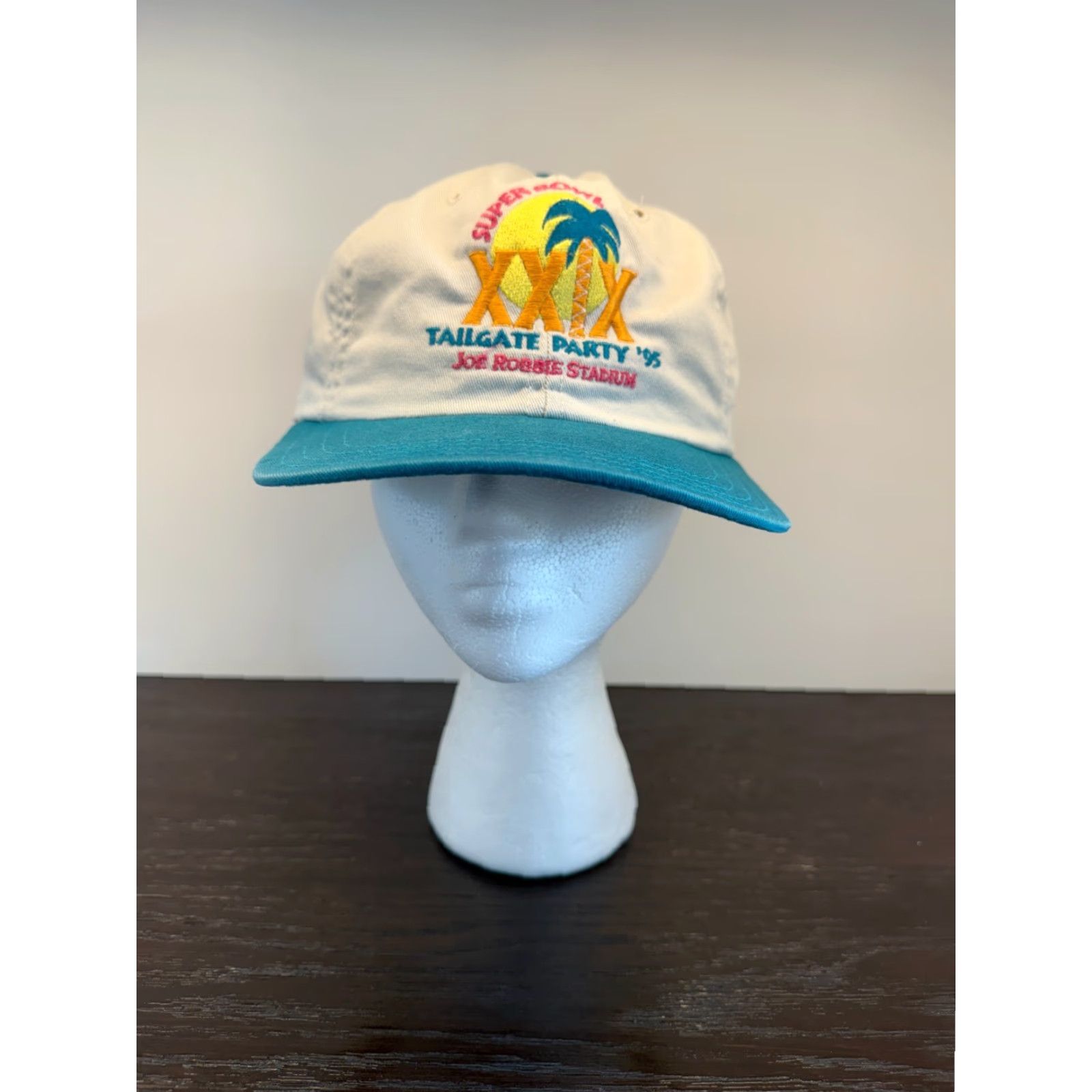 Vintage VINTAGE Ajo Cap CO Men's White Twill Hat - SUPER BOWL XXIX 1995 Tailgate Party - One Size - Adjustable - 90s Sports" Size ONE SIZE - 2 Thumbnail