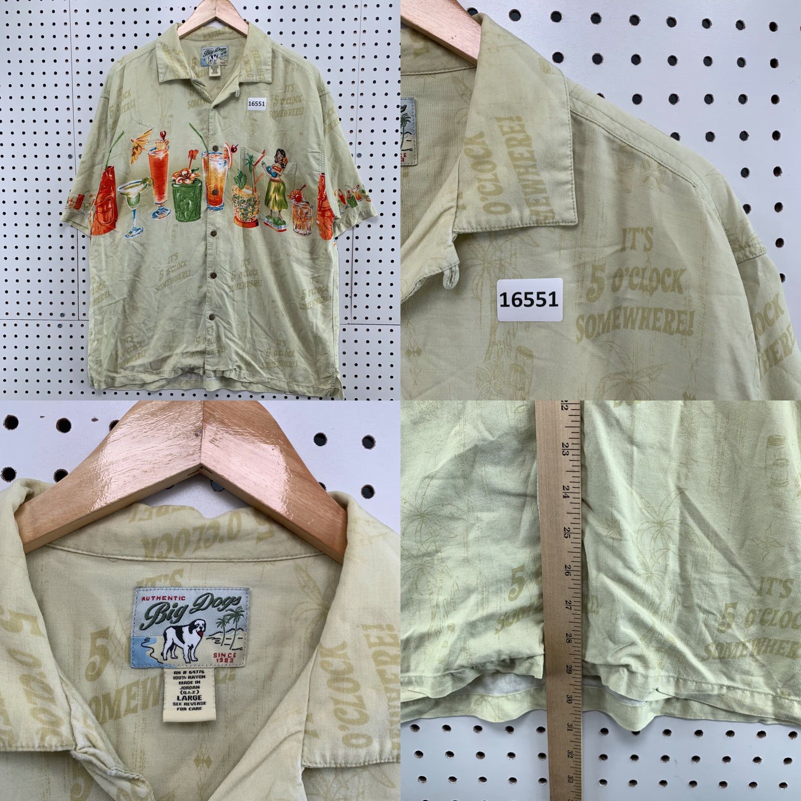 Big Dogs Big Dogs Hawaiian Shirt Men Large Yellow Rayon Button Short Sleeve Aloha Size US L / EU 52-54 / 3 - 8 Thumbnail