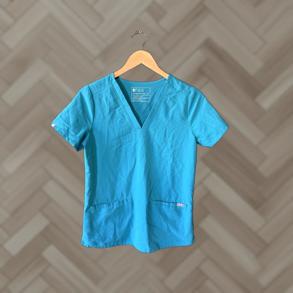 Vintage FIGS Womens Blue Short Sleeve V-neck Scrub Top XS Size Women Shirt Scrub Top Blue FIGS XS Womens Size XS / US 0-2 / IT 36-38 - 1 Thumbnail