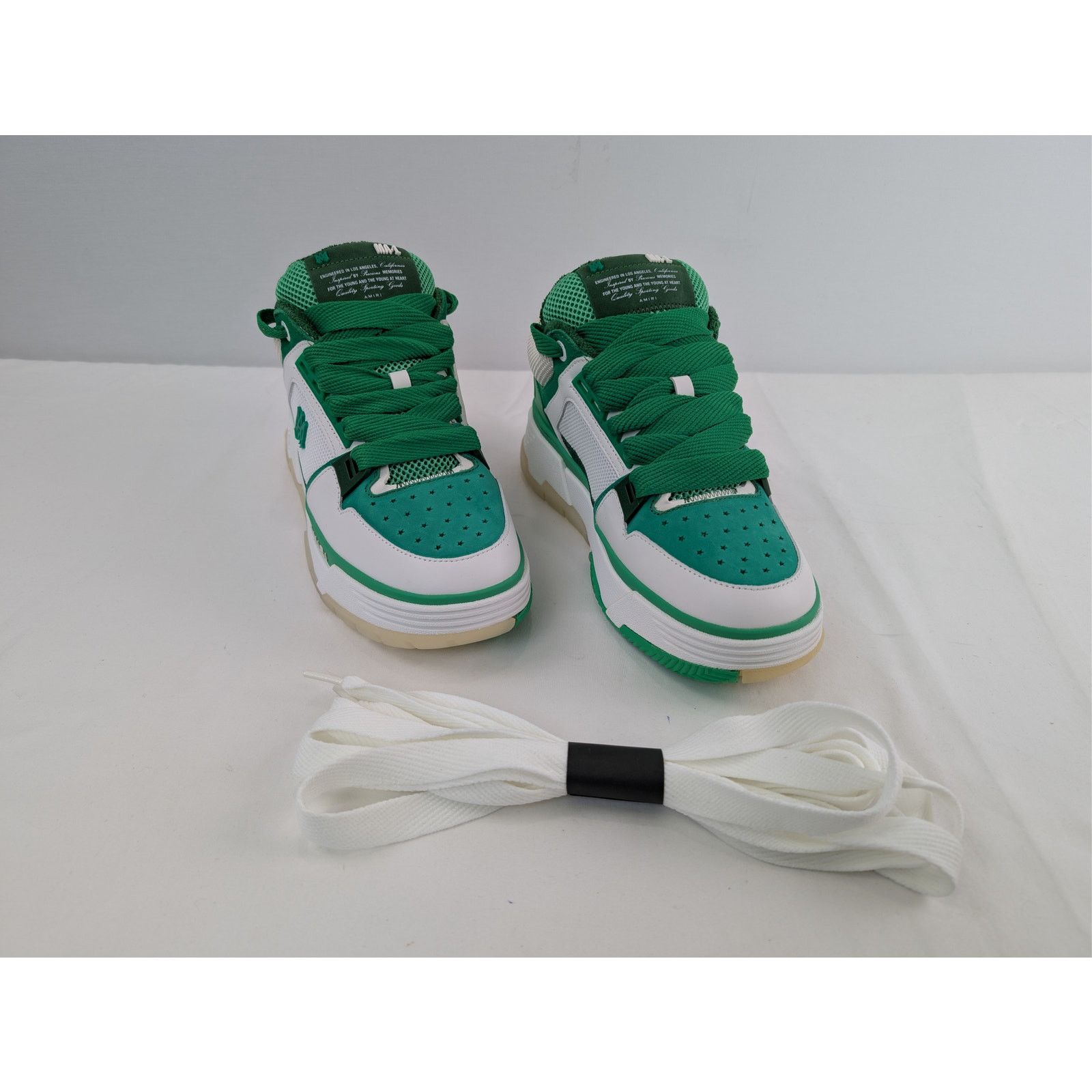 Amiri o1rshd1 Q:2 / MA-1 Low-Top Sneakers in White / Green Size US 9 / EU 42 - 6 Thumbnail