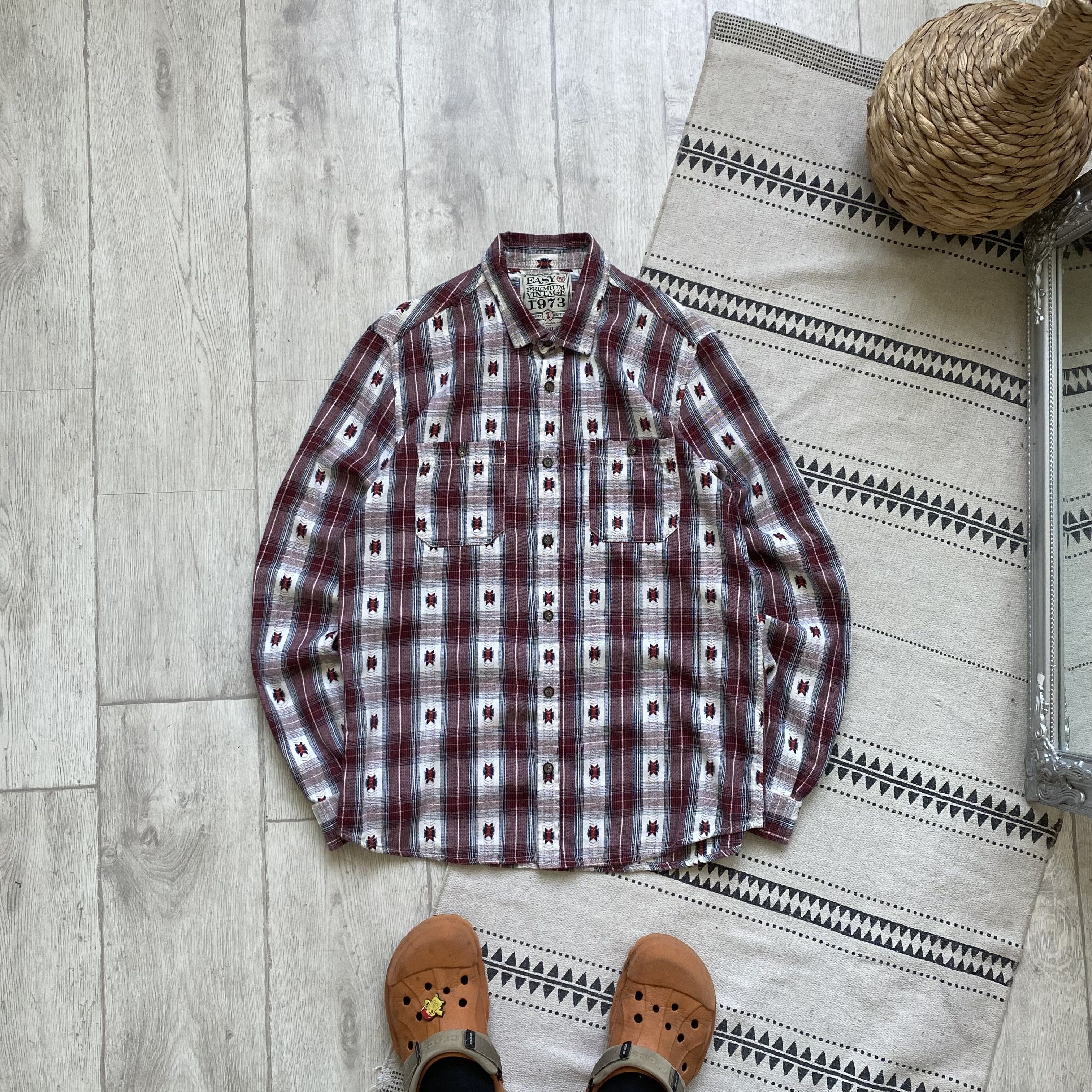 Cowboy Equipment 👔 Vintage 2000s Flannel Cowboy Western shirt Lee Wrangler Size US M / EU 48-50 / 2 - 1 Thumbnail