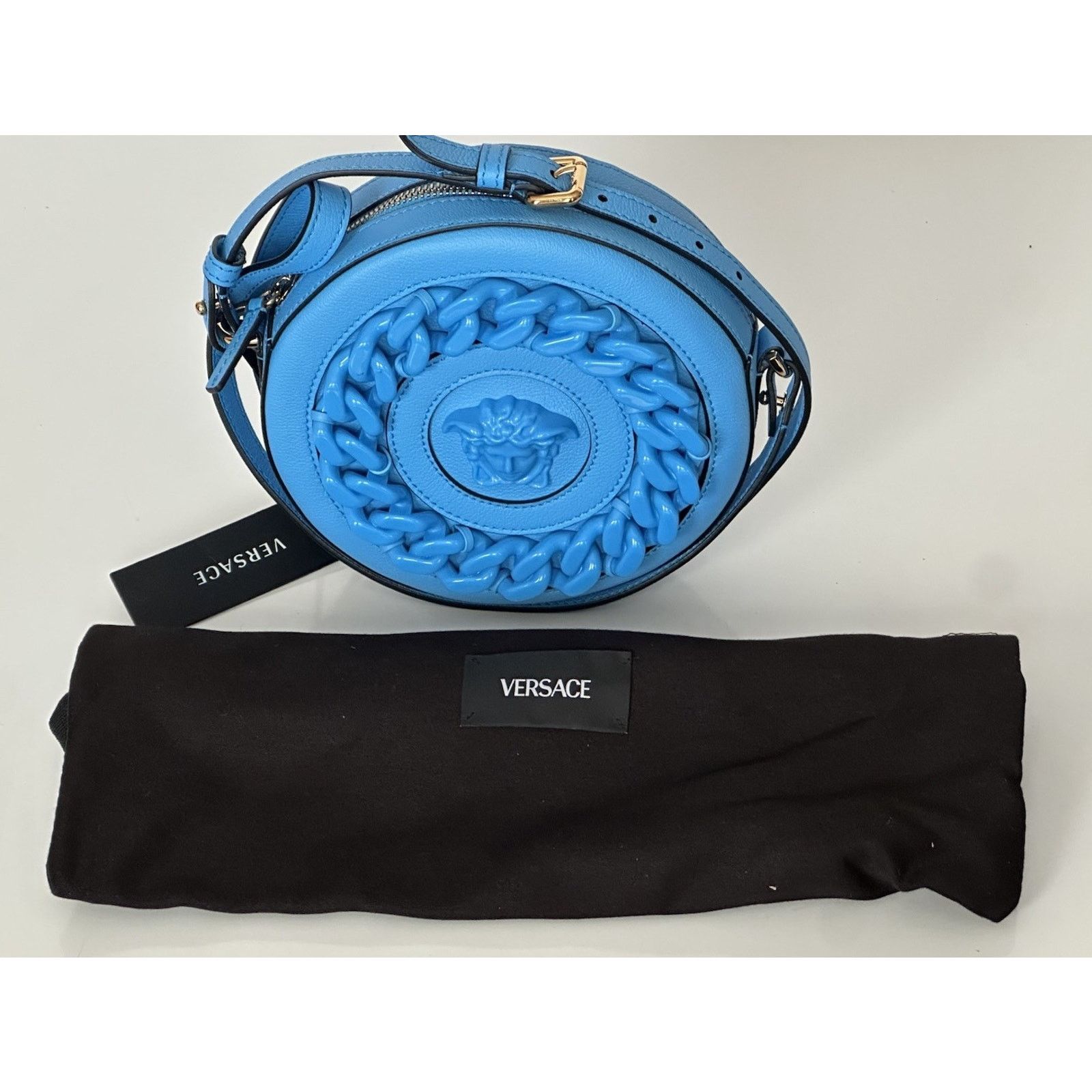 Versace Versace Medusa Head Leather Round Blue Crossbody Bag 1021602 Size ONE SIZE - 12 Thumbnail