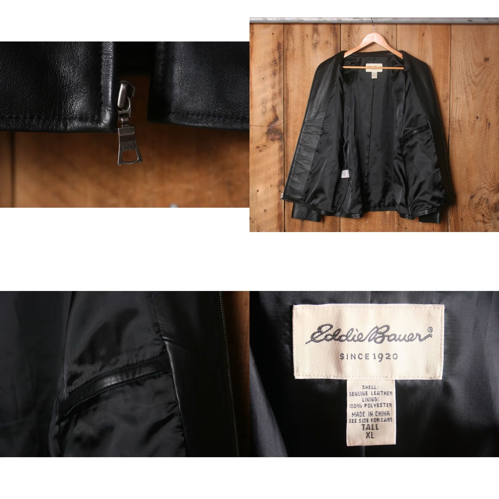Eddie Bauer EDDIE BAUER Leather Stine Jacket Women's XL Tall Black Biker Zip Coat Shirt/Hoodie? Size XL / US 12-14 / IT 48-50 - 8 Thumbnail