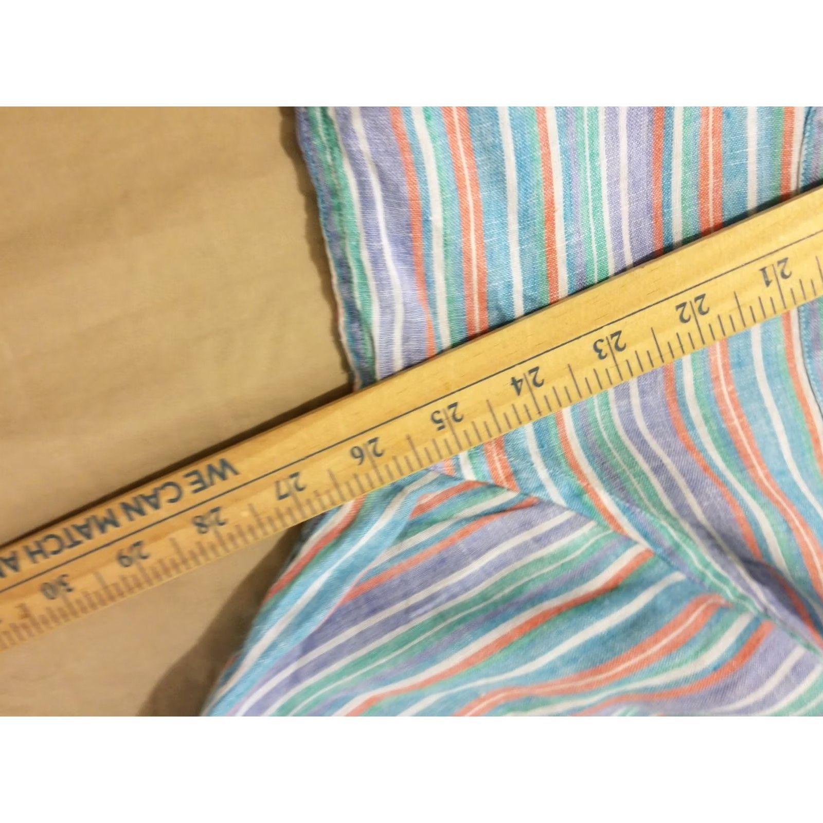 Jos. A. Bank Mens Jos. A. Bank Shirt XL Green Blue Button Linen Short Sleeve Size 46R - 5 Thumbnail