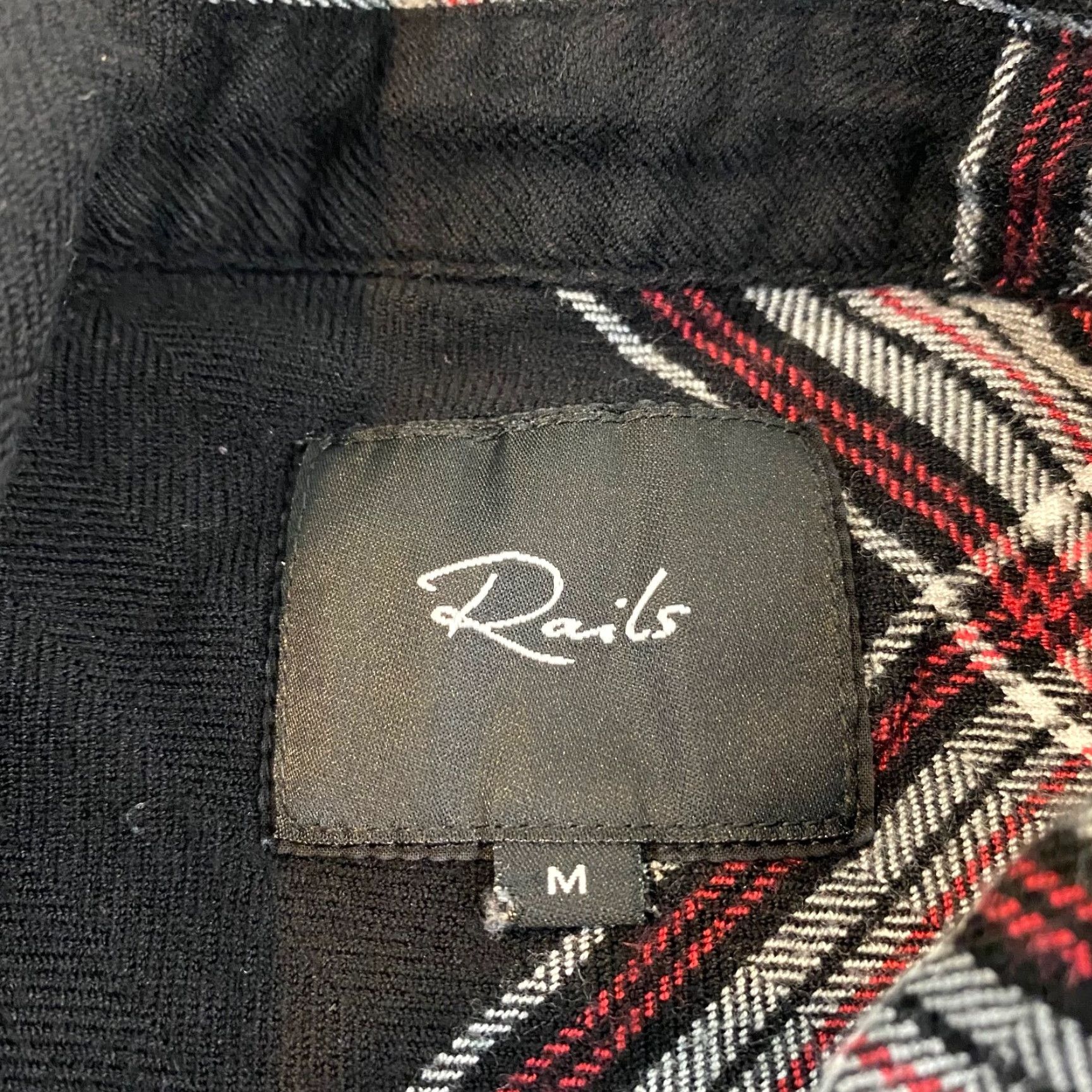 Rails VINTAGE Rails Dylan Top Womens Medium Plaid Rayon Shirt Long Sleeve Button Up Casual Workwear Black White Red Blue Size M / US 6-8 / IT 42-44 - 3 Thumbnail