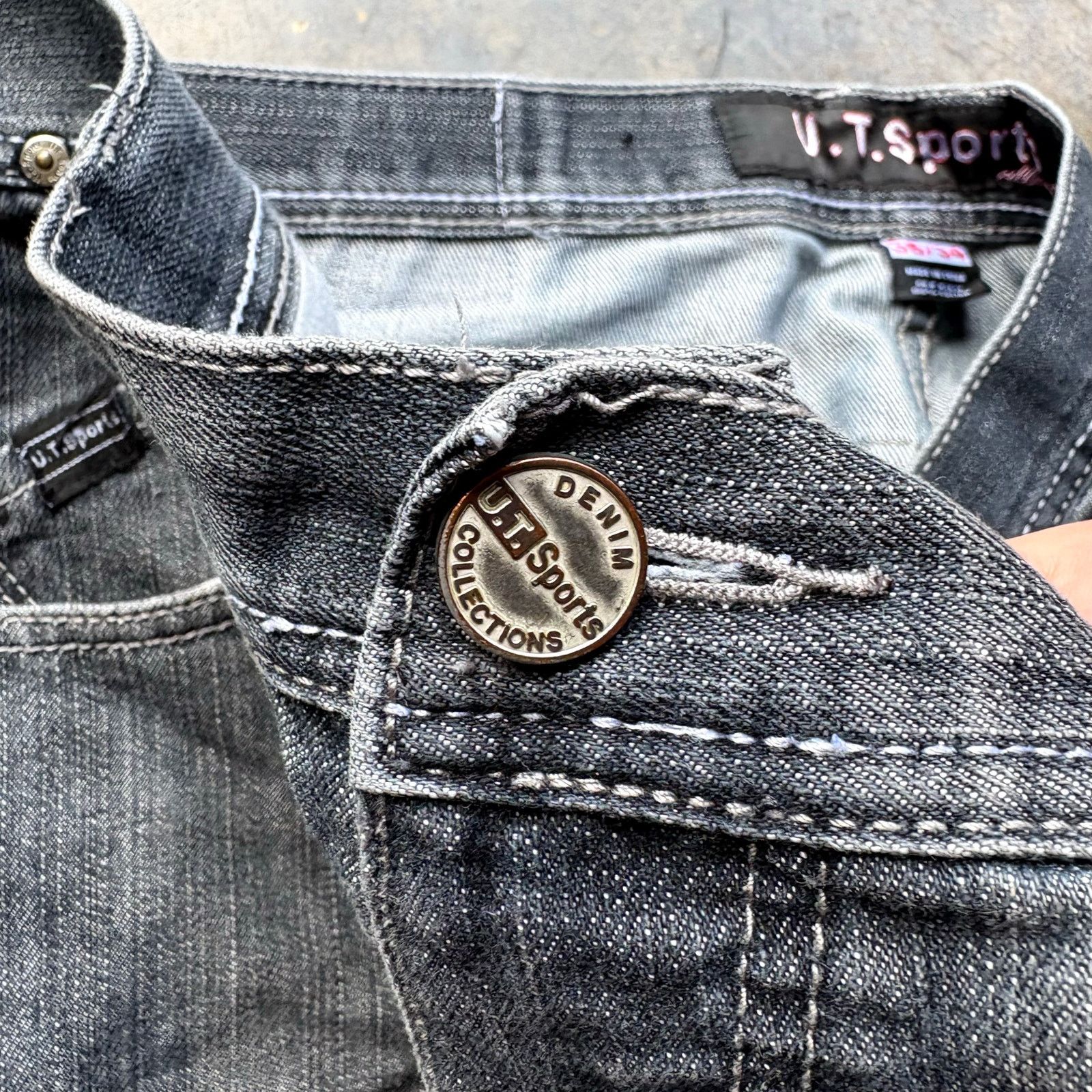 Other Baggy Vintage Y2K Grey Embroidered Jeans Size US 38 / EU 54 - 6 Thumbnail