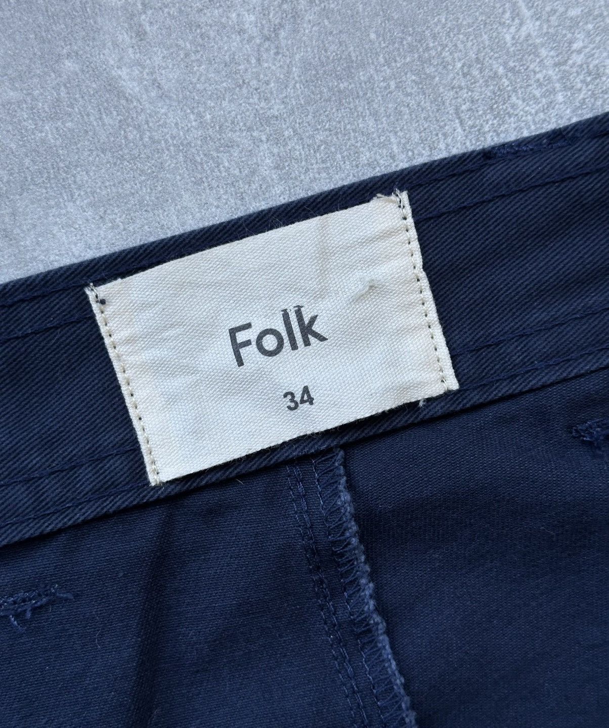 Folk Folk Mens Navy Blue Cotton Trousers Casual Workwear Pants Size US 34 / EU 50 - 7 Thumbnail