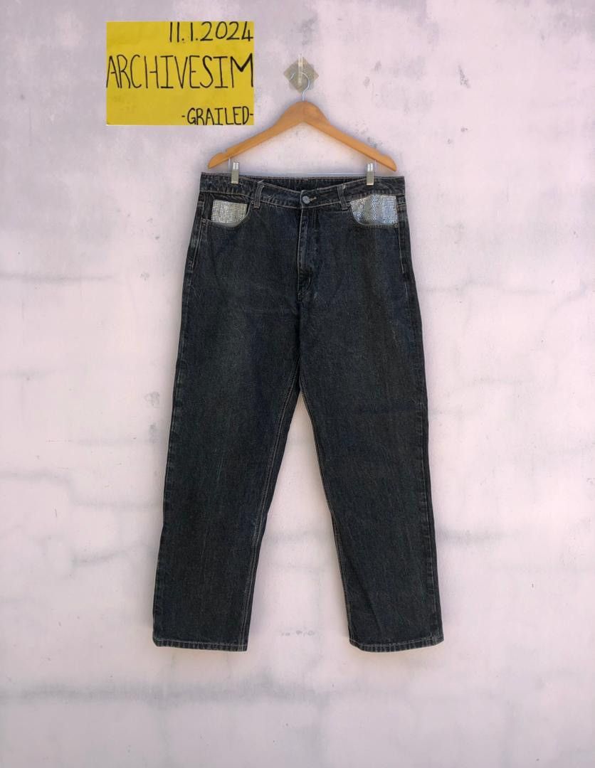 Japanese Brand Hama Skull Swarowski Logo Style Baggy Jeans Size US 36 / EU 52 - 2 Thumbnail