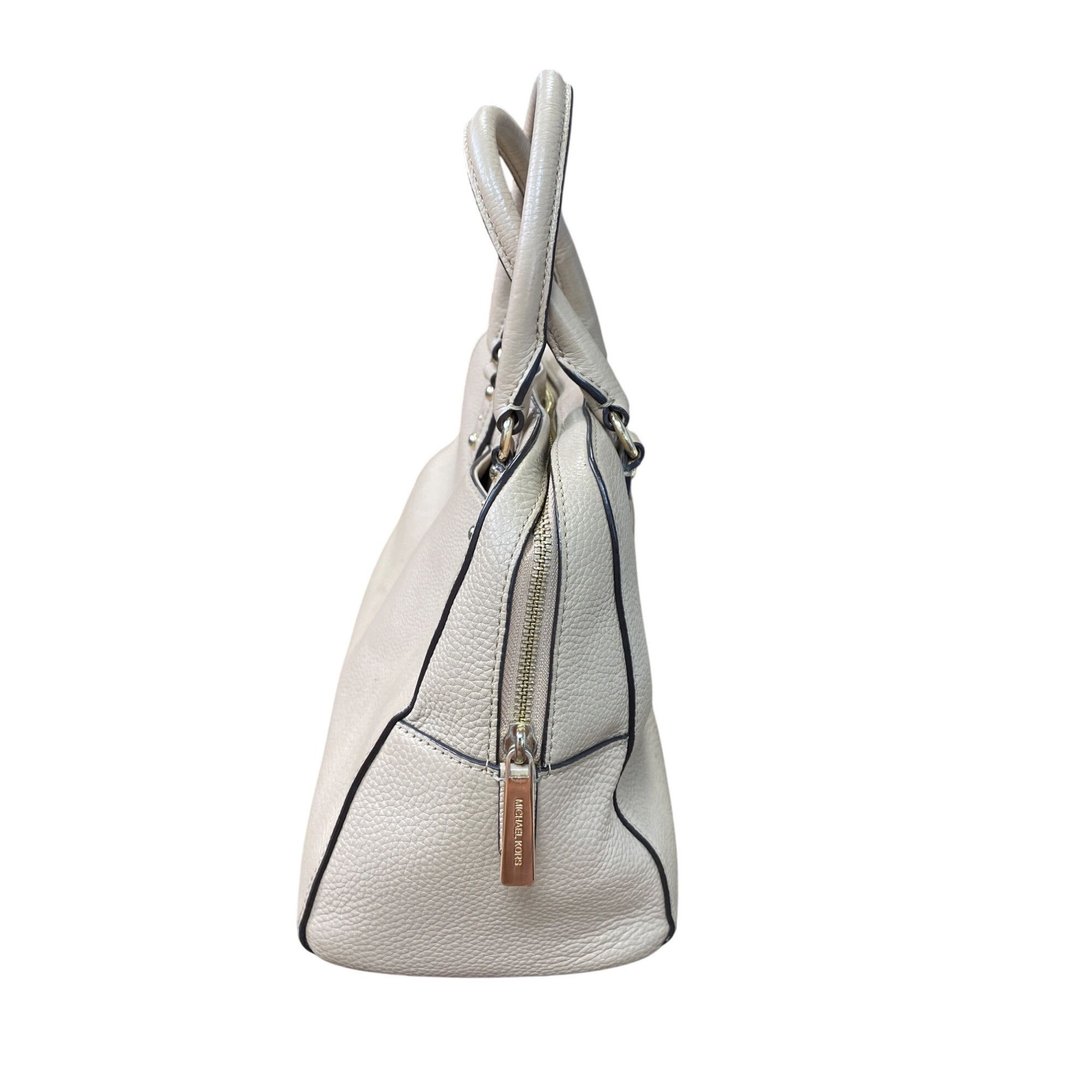 Michael Kors Michael Kors Womens Beige Leather Satchel Handbag SKU 9033 Size ONE SIZE - 4 Thumbnail