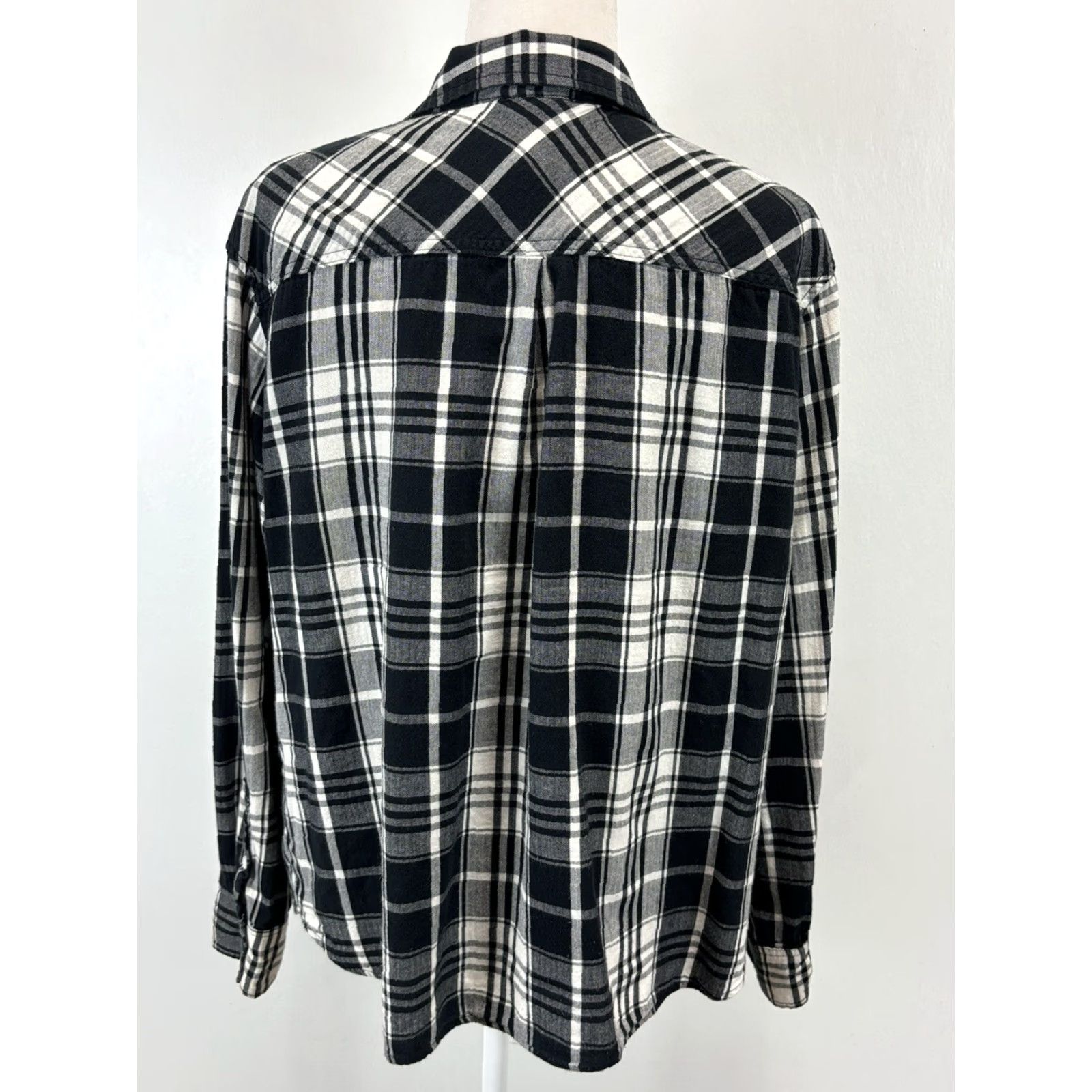 Vintage Plus 2X Plaid Black White Casual Women’s Ava & Viv Button Up Shirt Sz 2X Size XXL / US 16-18 / IT 52-54 - 3 Thumbnail