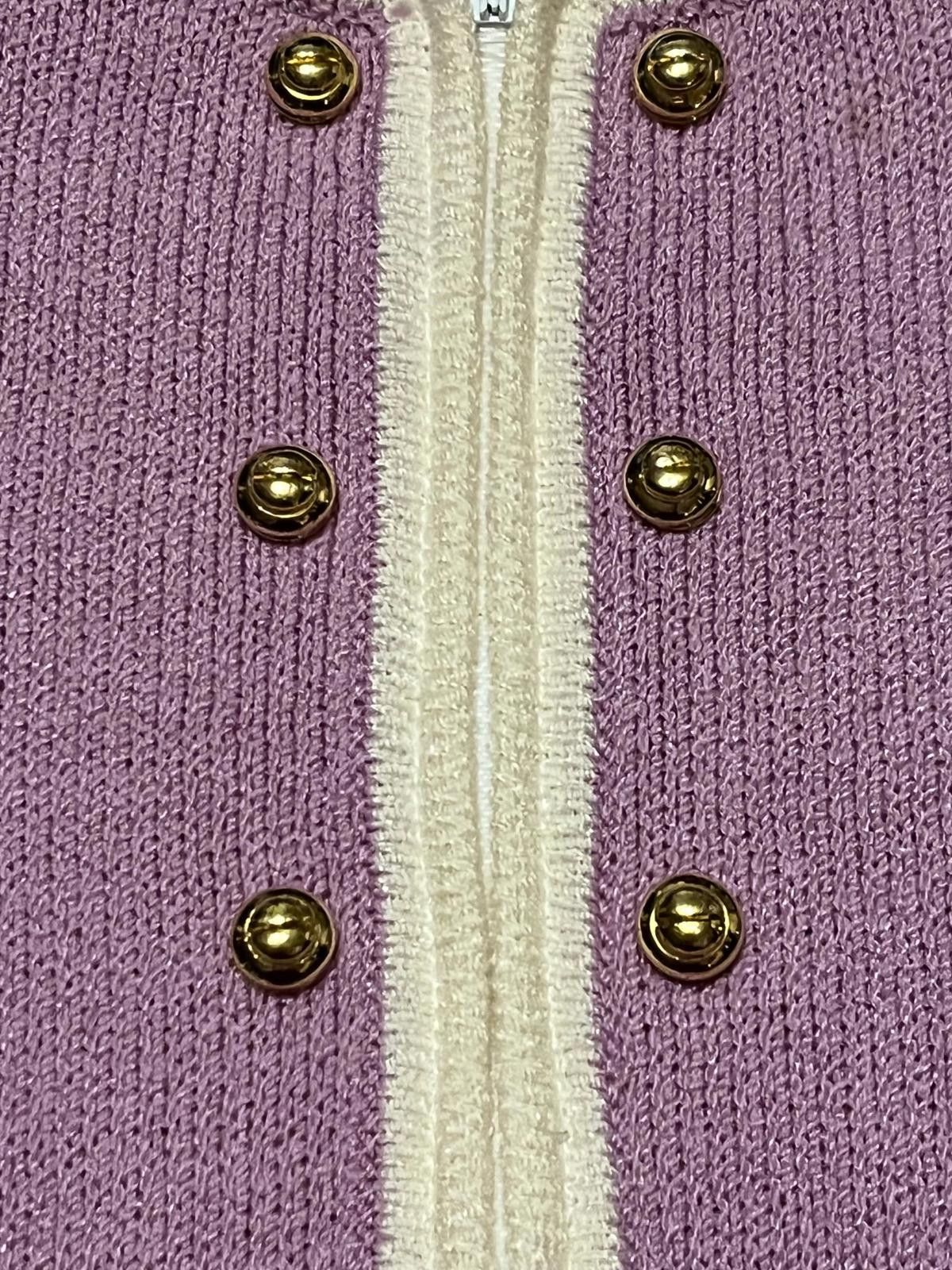 St. John St. John Lavender Knit Jacket with Gold Buttons Size ONE SIZE - 3 Thumbnail