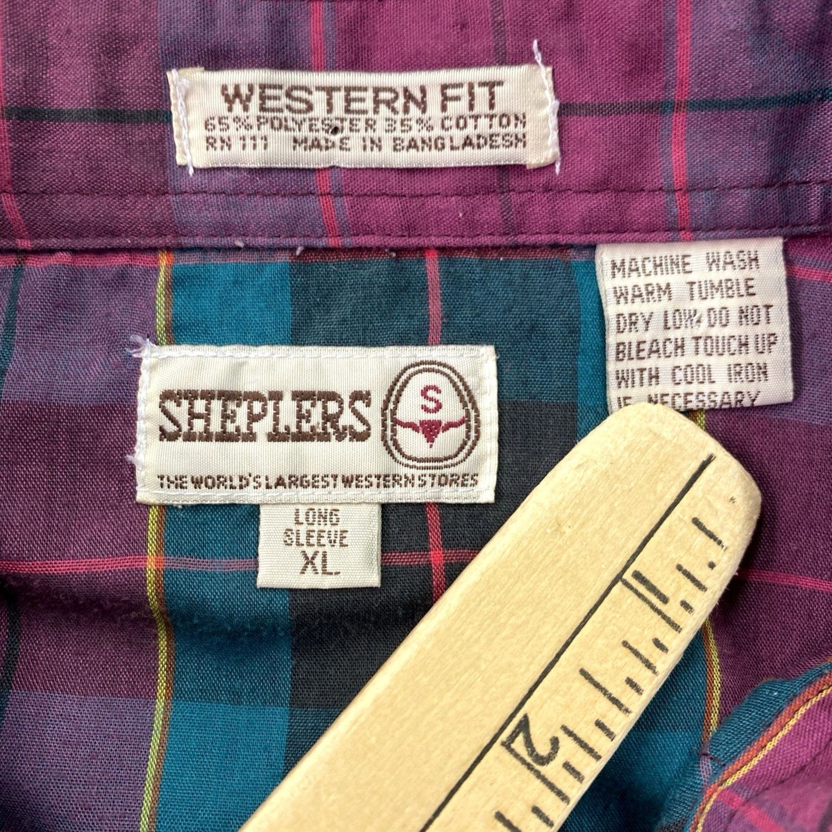 Vintage VINTAGE Sheplers Purple Plaid Pearl Snap Western Shirt Mens XL Cowboy Western Shirt Size US XL / EU 56 / 4 - 4 Thumbnail