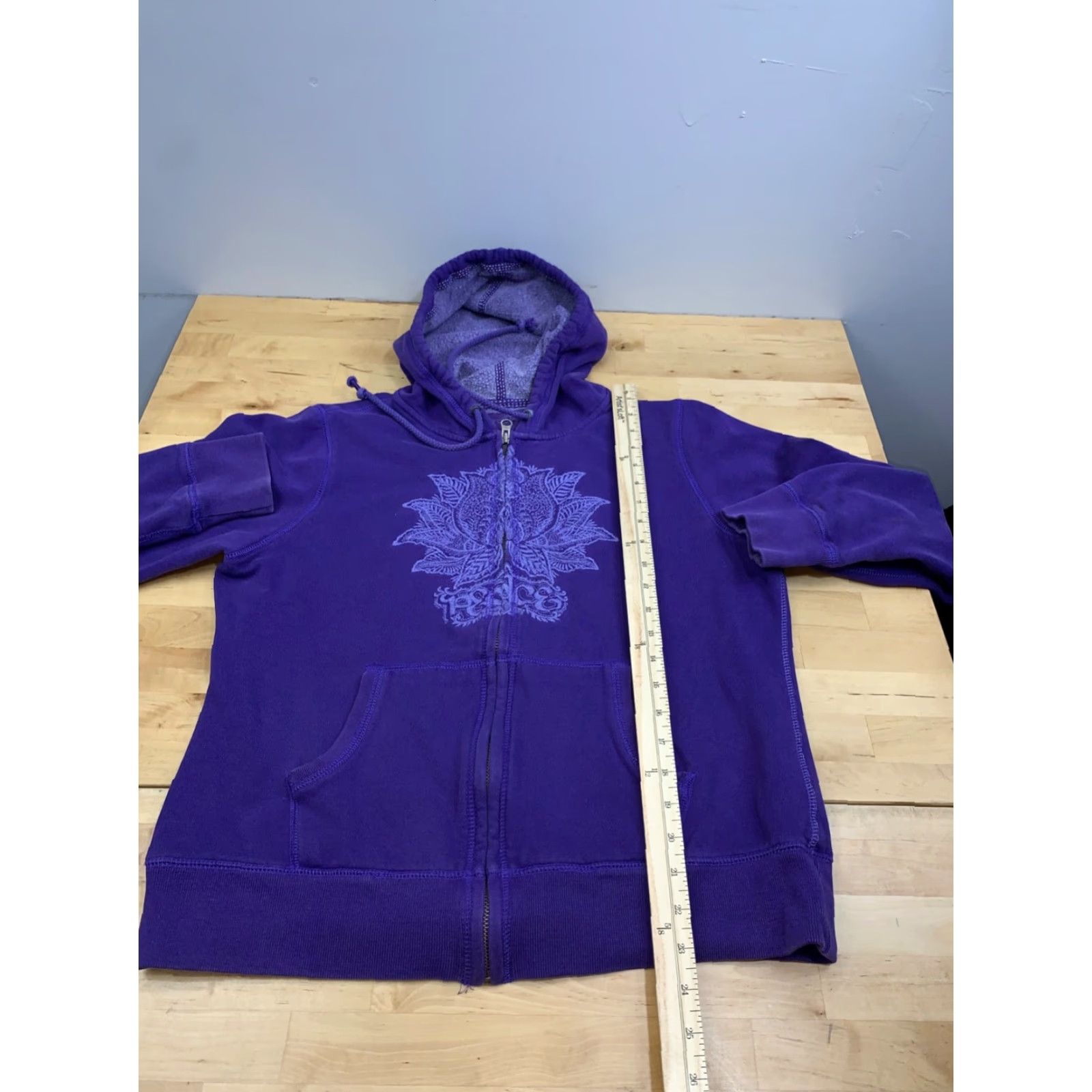 Lucky Brand VINTAGE Lucky Brand Jacket Womens L Purple Lotus Peace Embroidered Y2K Boho Hippie Bohemian Pockets 12420 Size L / US 10 / IT 46 - 7 Thumbnail