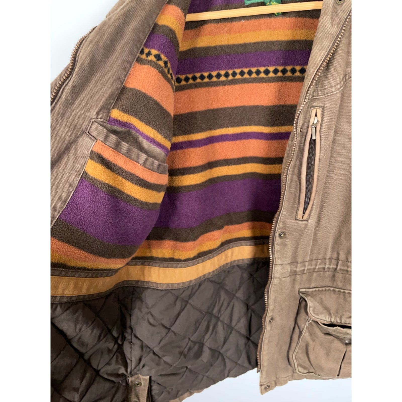 Vintage Cabela's Fleece Lined Canvas Chore Jacket Women's Medium Brown Blanket Stripe Size M / US 6-8 / IT 42-44 - 4 Thumbnail