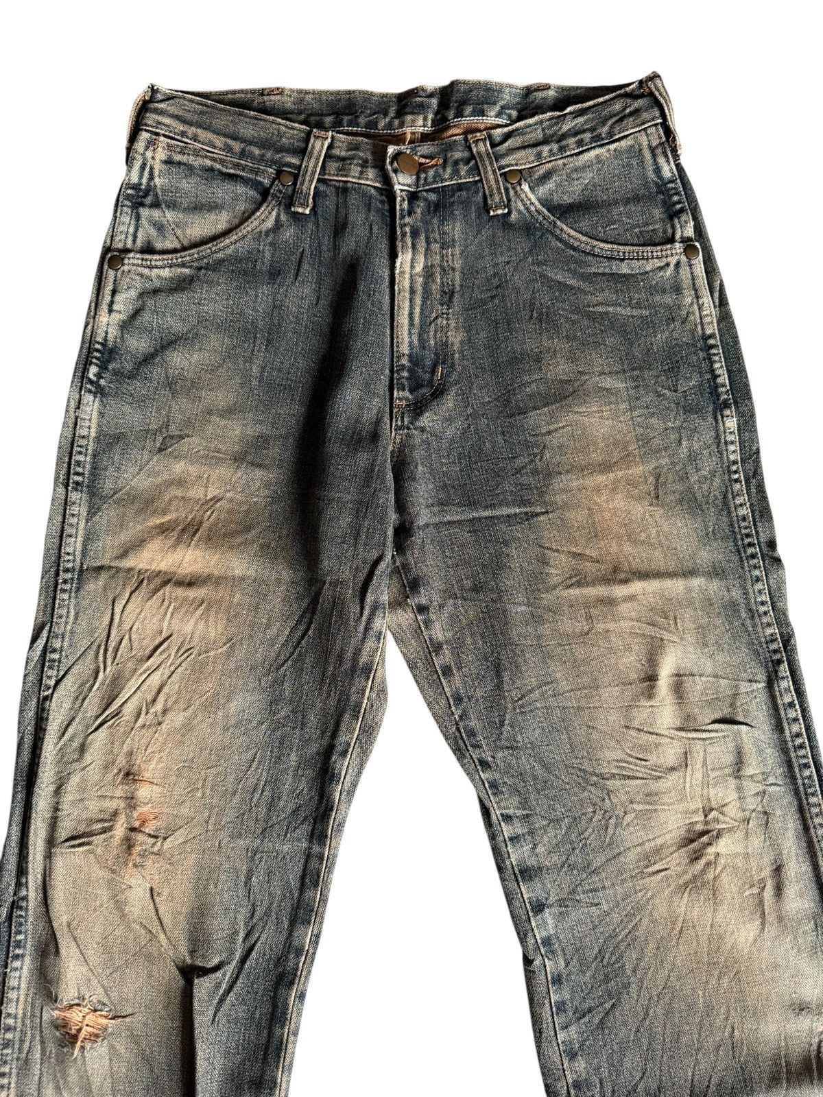 Wrangler VINTAGE WRANGLER BLUE RIPPED DISTRESSED JEANS DENIM PANTS Size US 28 / EU 44 - 4 Thumbnail