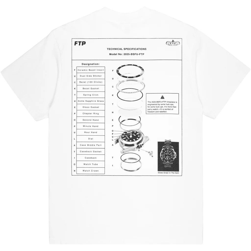 Fuck The Population FTP DS White Technical Specs Tee Size US XXL / EU 58 / 5 - 1 Thumbnail