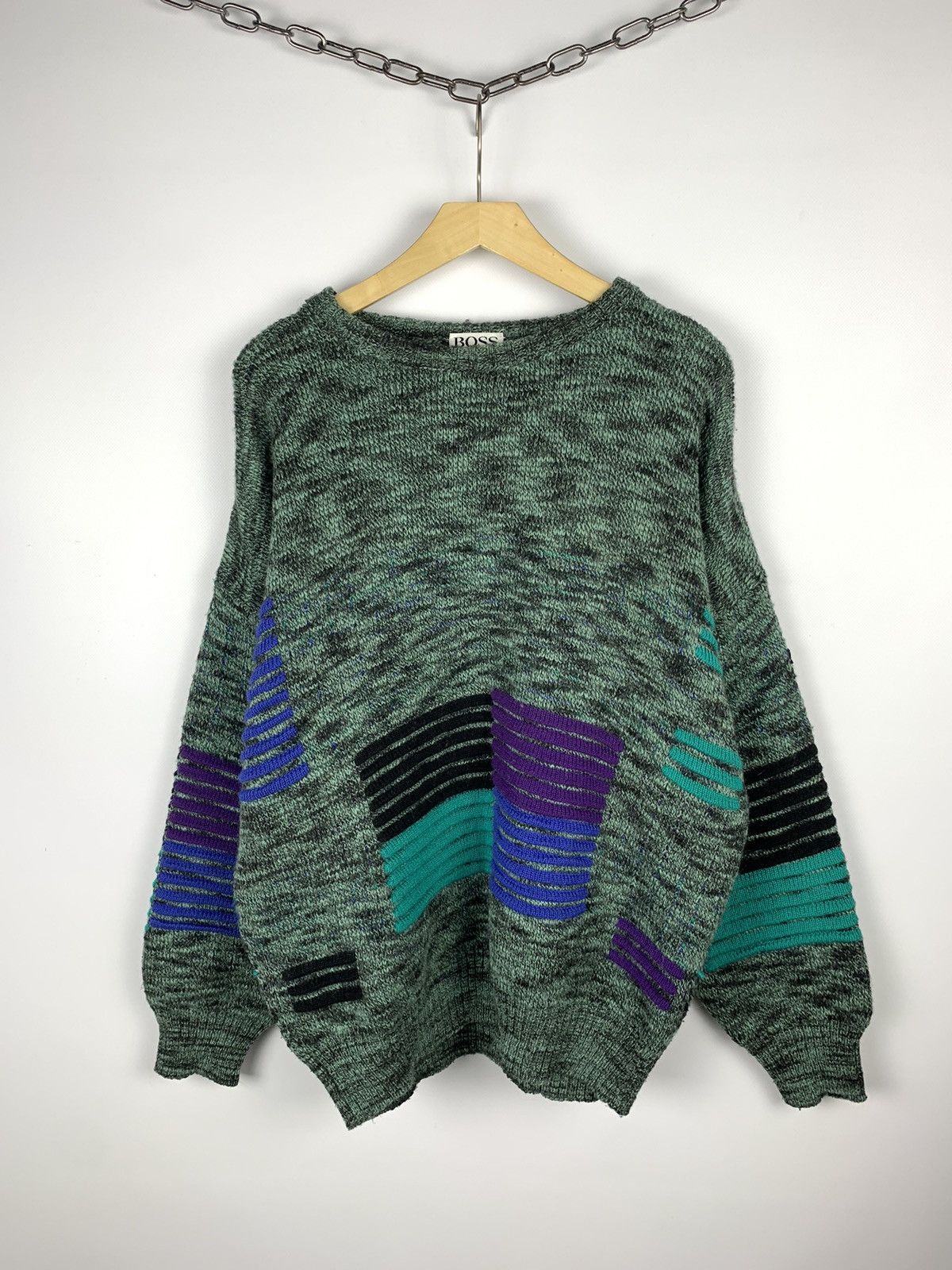 Designer Vintage Hugo Boss Knit Heavyweight Sweater Crewneck 90’s Size US XL / EU 56 / 4 - 1 Thumbnail