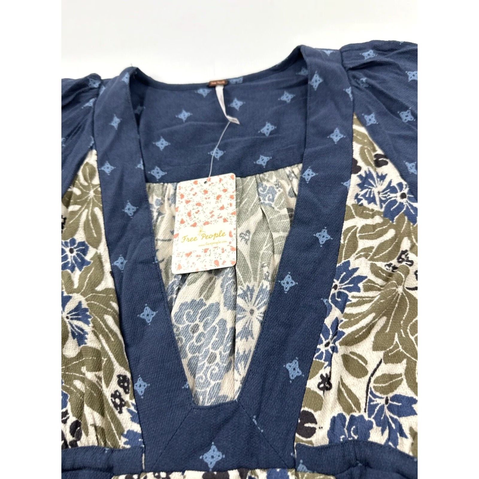 Free People Free People Dress Women’s XS Blue Beige Tunic Flowy Boho Size XS / US 0-2 / IT 36-38 - 4 Thumbnail