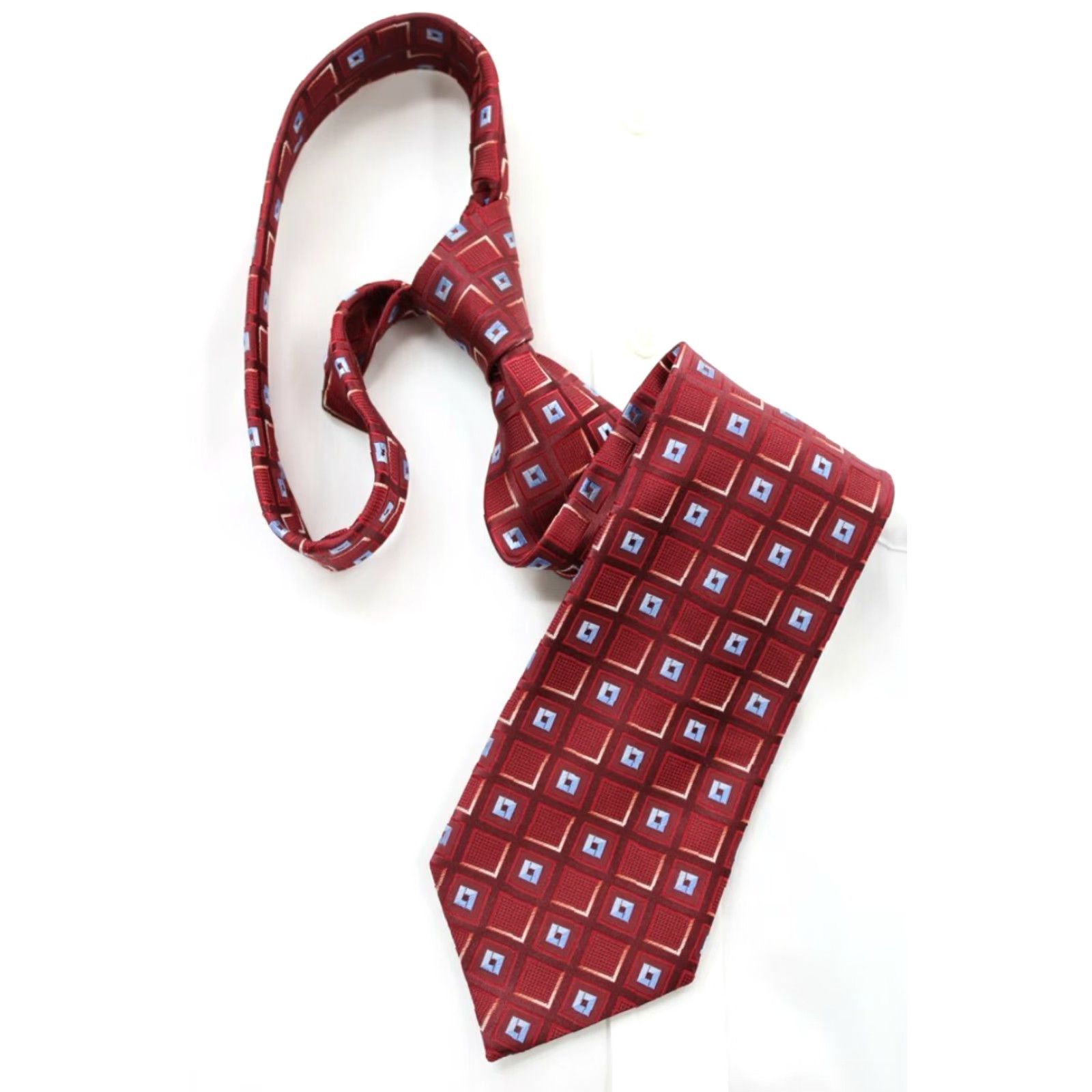 Ermenegildo Zegna Ermenegildo Zegna Silk Necktie Men's Red Geometric 58.5 x 3.75 Stylish Designer Size ONE SIZE - 5 Thumbnail