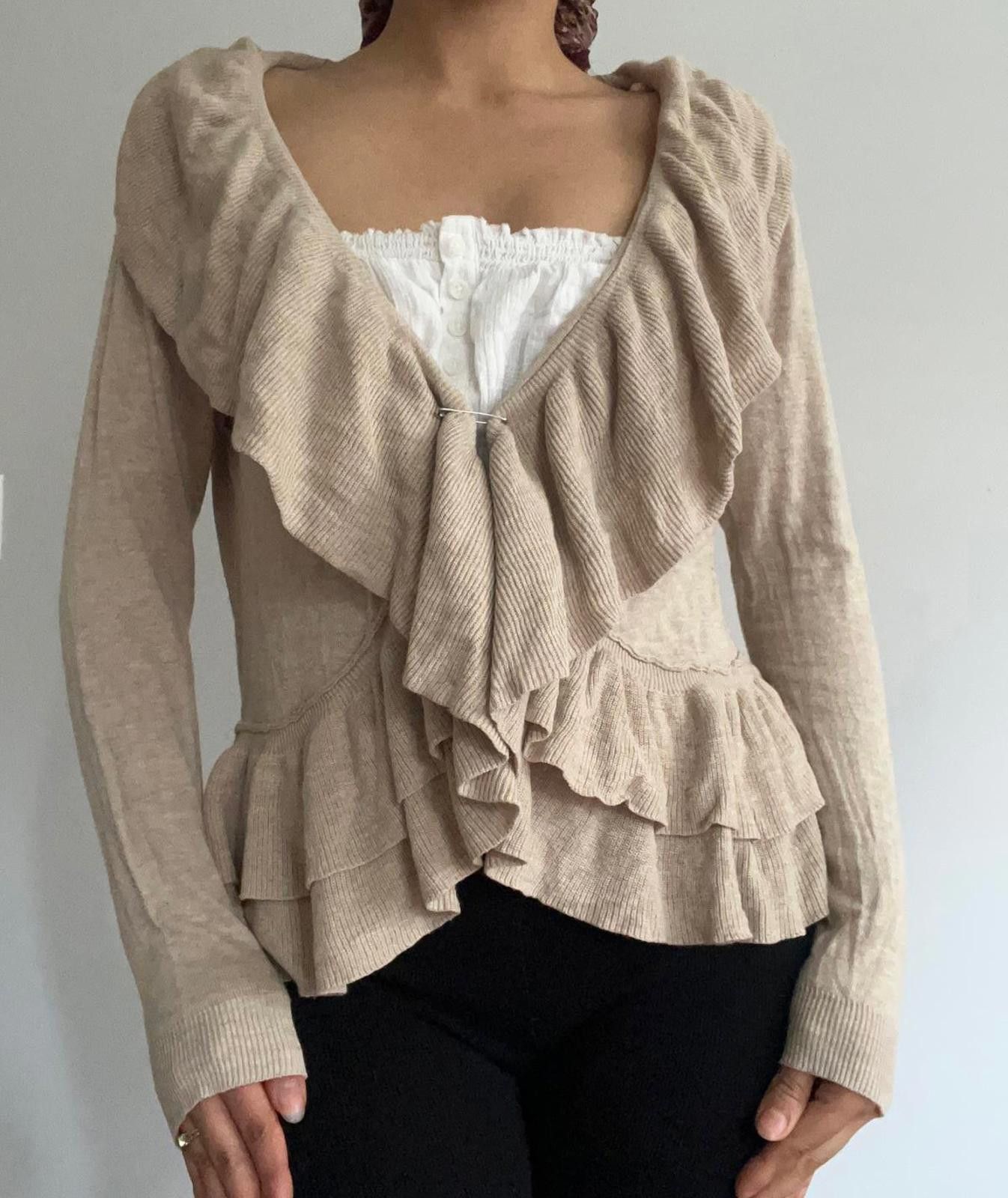 Other Cute ruffled cream cardigan Size M / US 6-8 / IT 42-44 - 4 Thumbnail