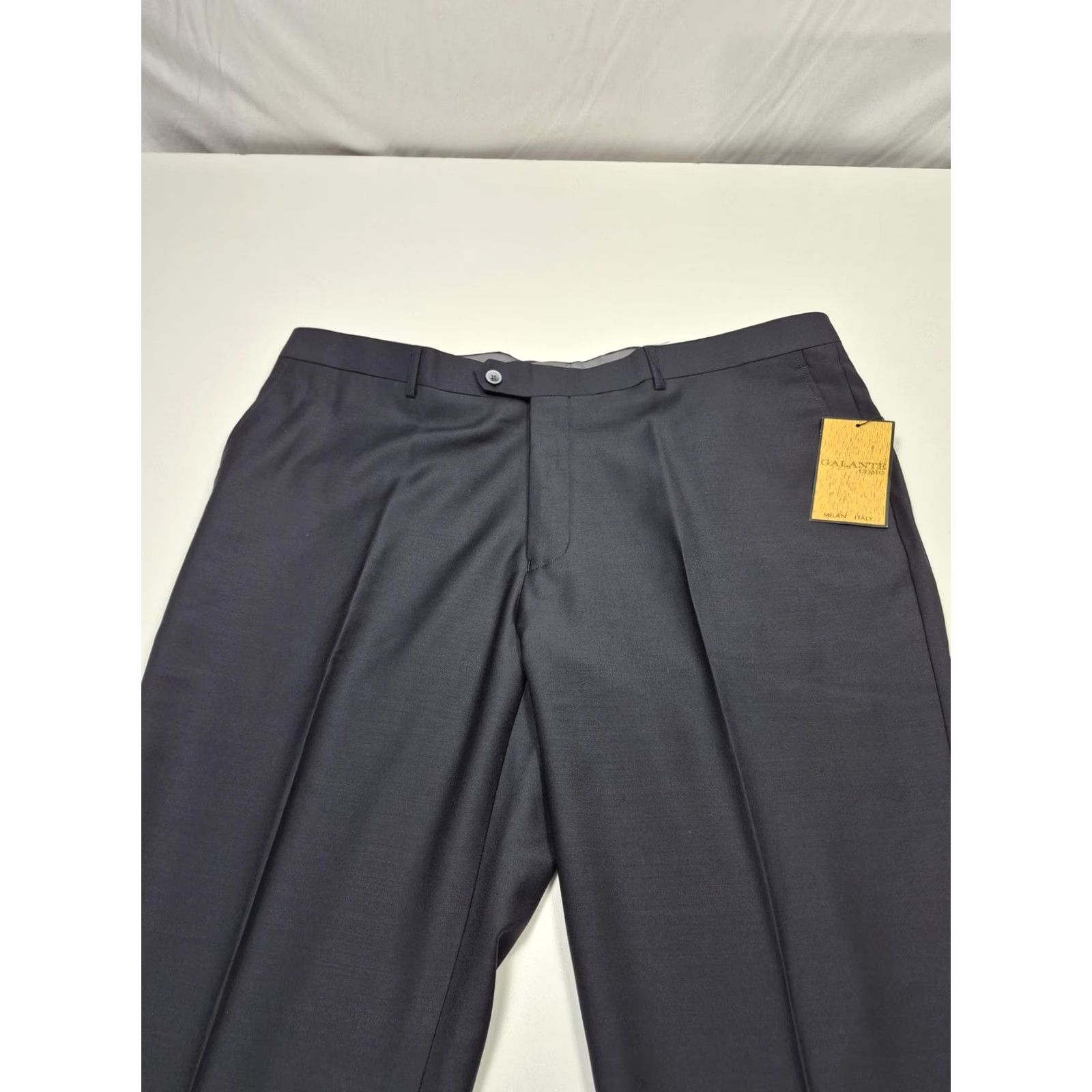 Vintage Galante Pants Mens 44x36 Black Wool Flat Front Straight Unhemmed NWT Dress Size US 44 / EU 60 - 2 Thumbnail