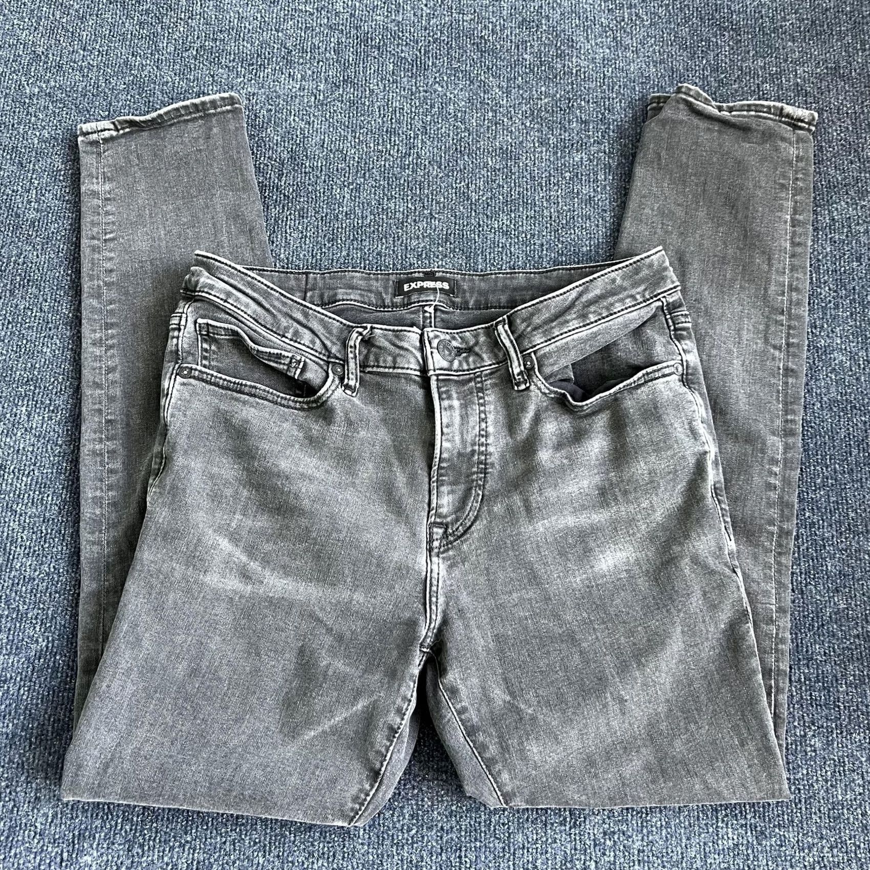 Express Express Skinny Jeans Mens 31x32 Medium Gray Denim Slim Fit Stretch Casual Jeans Size US 31 - 3 Thumbnail