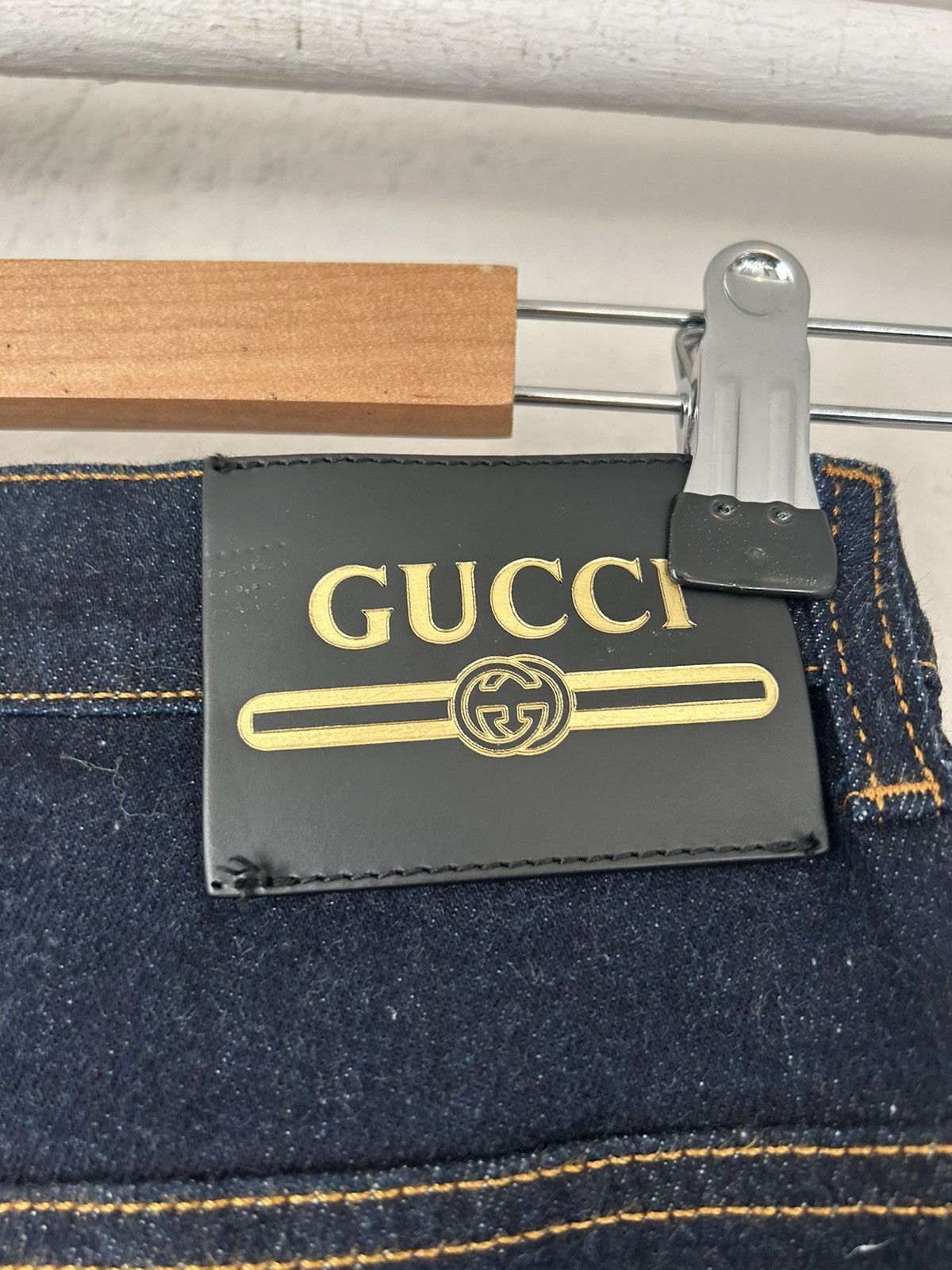 Gucci Indigo Raw Denim Jeans with Gucci Badge Size US 31 - 10 Thumbnail