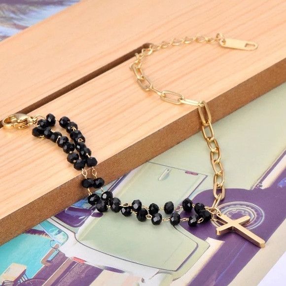 Other Stainless Steel Black Crystal Chain Bracelet Size ONE SIZE - 4 Thumbnail