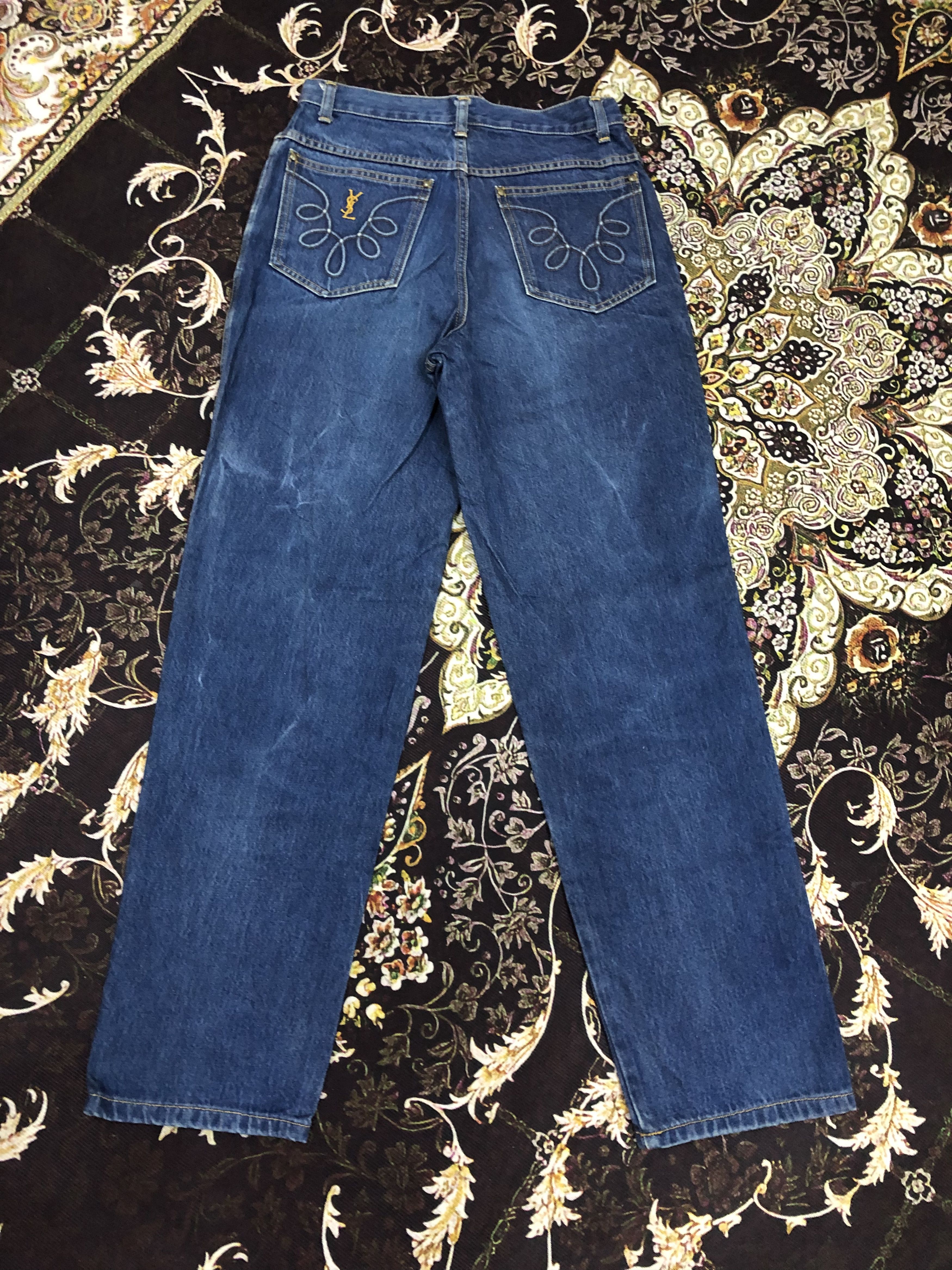 Designer × Yves Saint Laurent YSL embroidered logo on pocket jeans Size US 29 - 2 Thumbnail