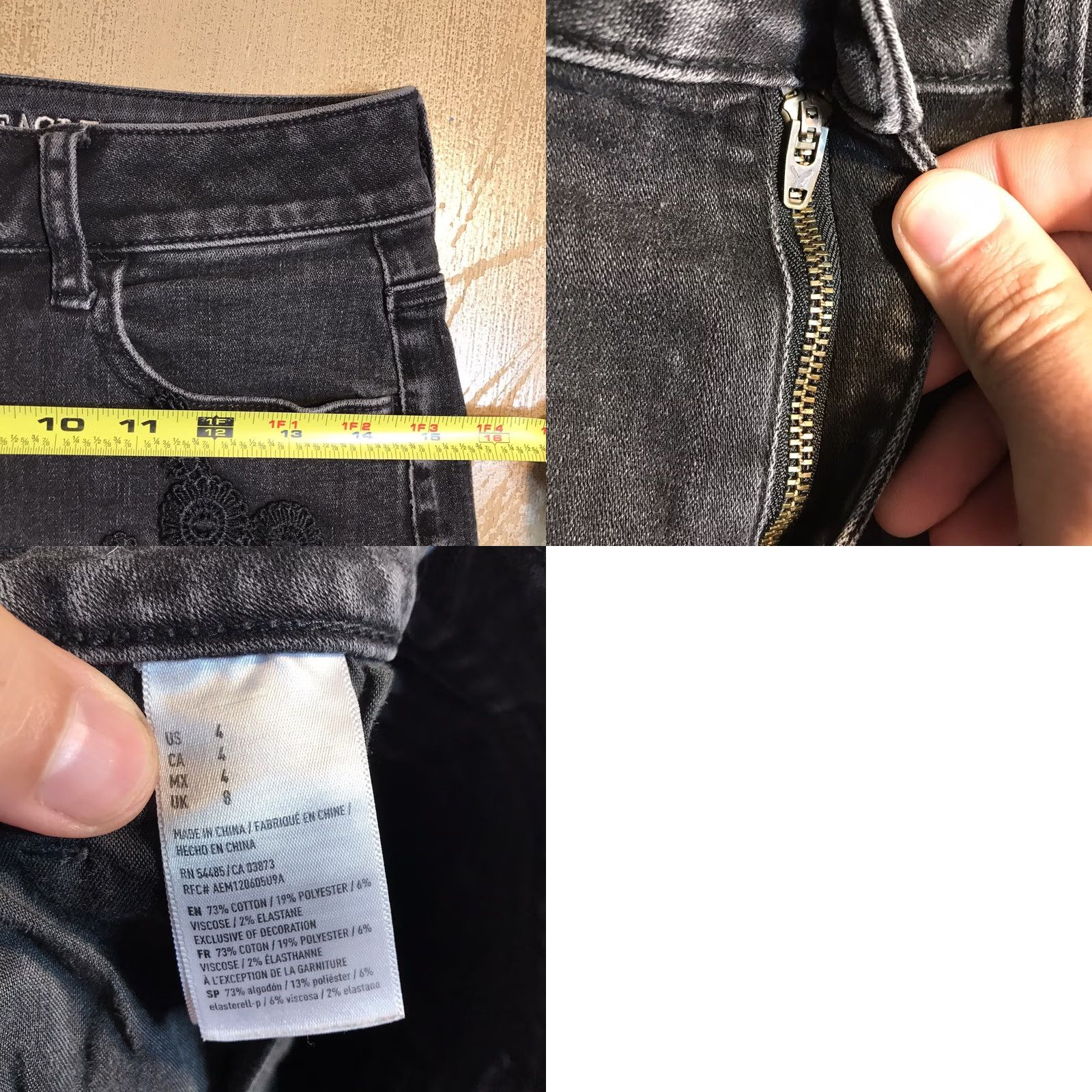 American Eagle Outfitters VINTAGE American Eagle Outfitters Shorts 4 Womens Hi Rise Shortie Denim Black Crochet Lace Stretch 2.0 Inseam 5-Pocket Women Mens? Size 27" / US 4 / IT 40 - 8 Thumbnail