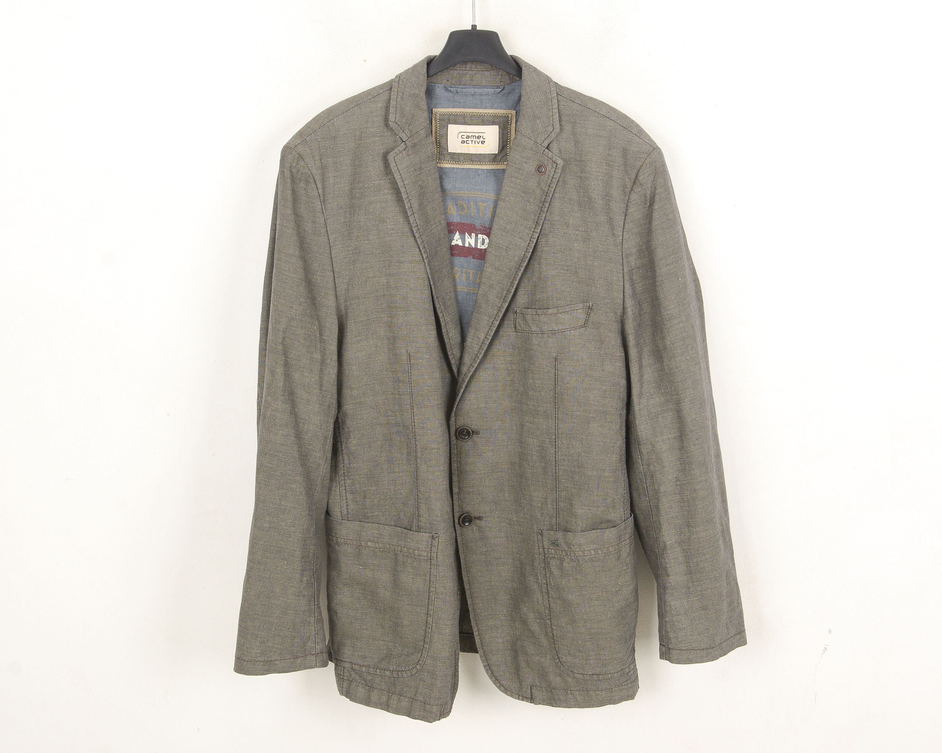 Camel Saison UK 42 US Linen Blazer Suit Jacket Sport Coat EU 52 L Size 42R - 1 Thumbnail
