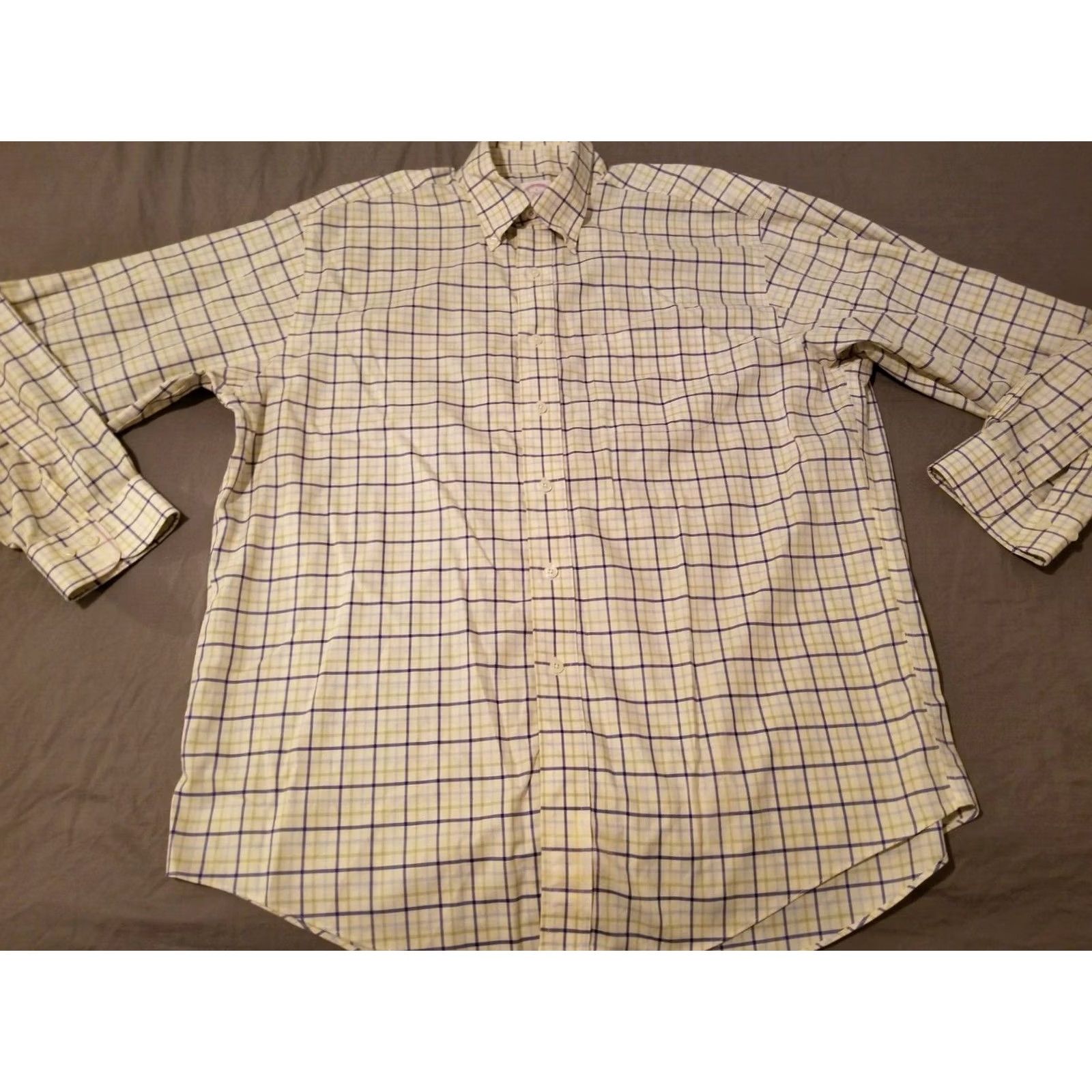 Brooks Brothers Brooks Brothers Dress Shirt Men L Green White Cotton Button Long Sleeve Striped Shirt Programmed: N/A Size 42R - 2 Thumbnail