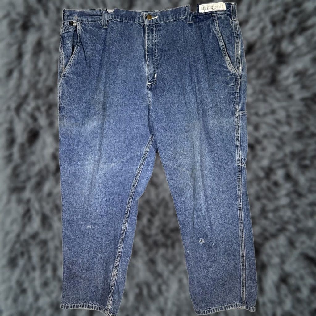Carhartt VINTAGE Carhartt FR Work Jeans Mens 44x28 CAT2 Arc Flash Denim Workwear 44x28 Blue Denim Relaxed Work Fit Regular Mens Size US 44 / EU 60 - 1 Thumbnail