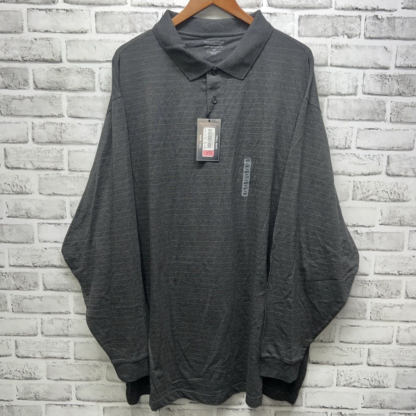 Roundtree & Yorke Roundtree And Yorke Polo 4XT Gray Silky Finish Collection Longsleeve NWT Mens Size US XXL / EU 58 / 5 - 2 Thumbnail