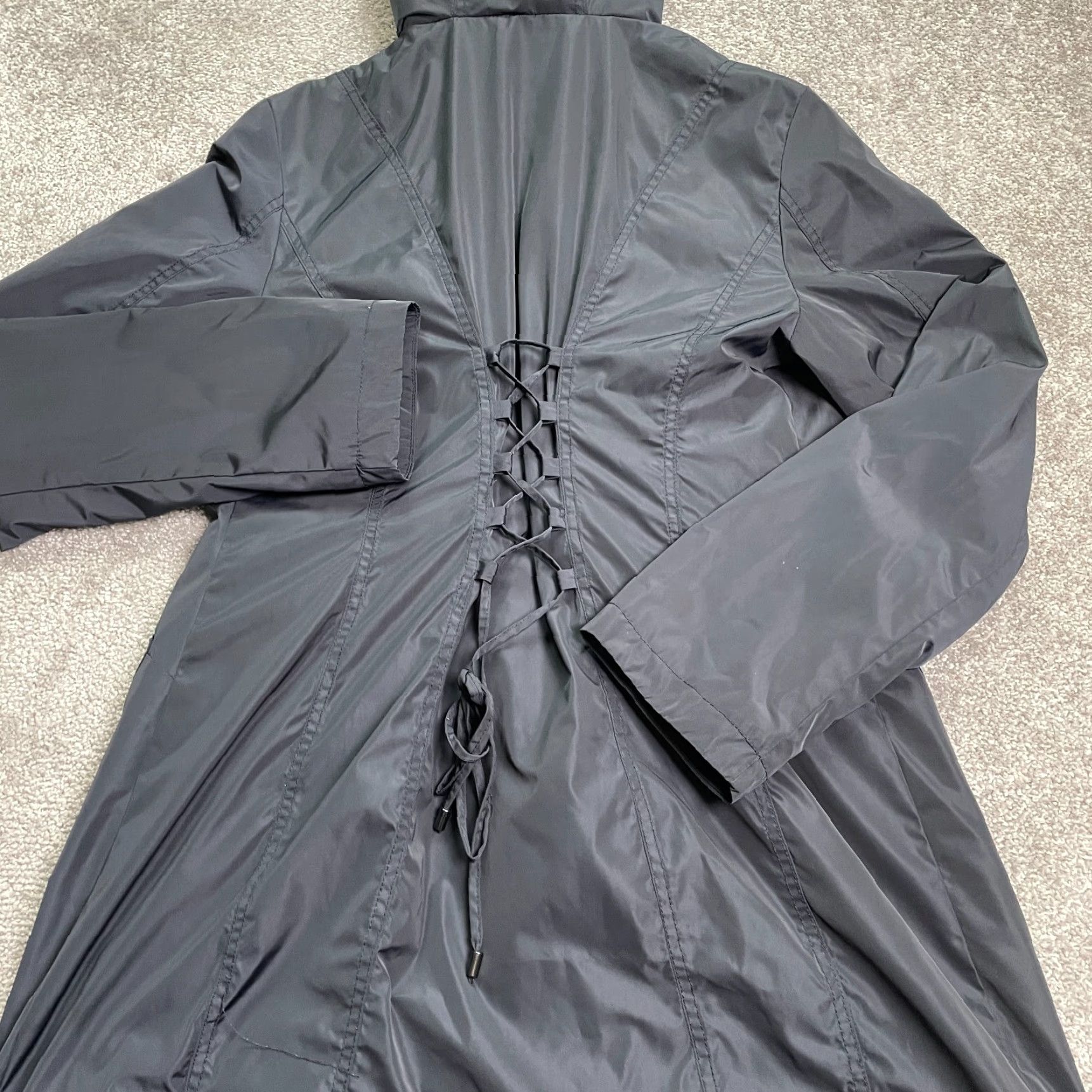 Vintage Laundry Long Windbreaker Jacket Coat Womens Large Black Hoodie Size L / US 10 / IT 46 - 7 Thumbnail
