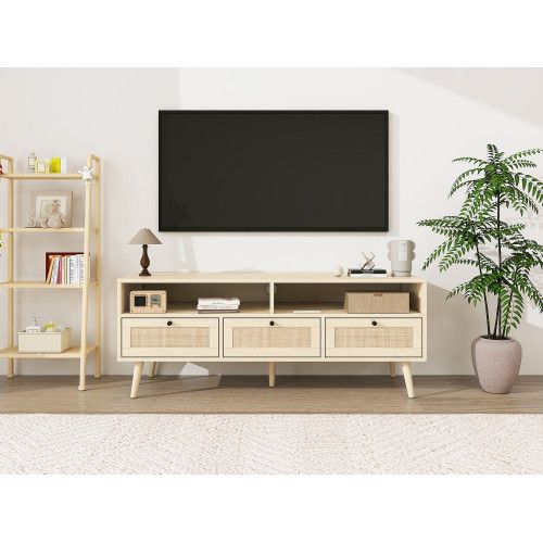 Designer × Homemade Rattan TV Stand with Solid Wood Feet, TV Console Table for L Size US L / EU 52-54 / 3 - 8 Thumbnail
