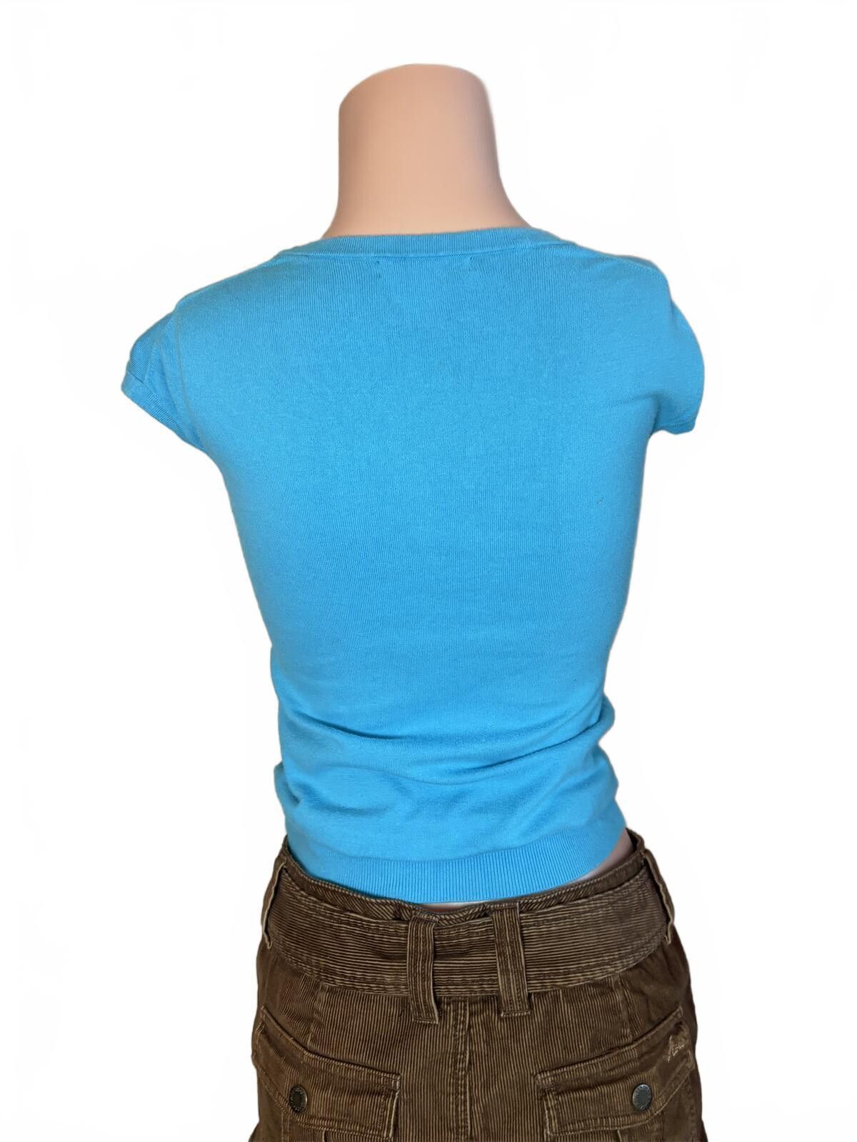 Banana Republic Banana Republic XS Blue Knit Scoop Neck Top Y2K Size 26" / US 2 / IT 38 - 5 Thumbnail