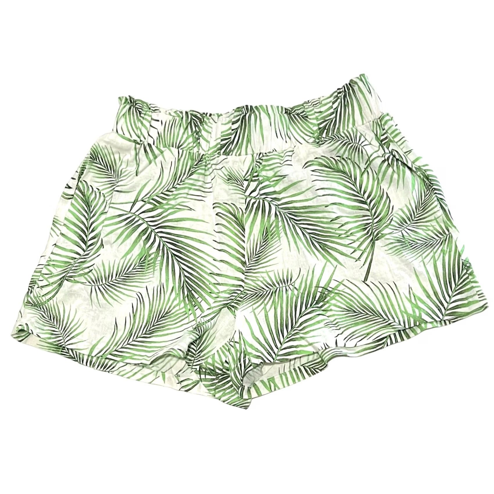 Vintage VINTAGE Sigrid Olsen Shorts Linen Blend Palm Print Tropical High Rise Pockets Sz S Womens Green 14.5" Waist 11.5" Rise Size 28" / US 6 / IT 42 - 3 Thumbnail