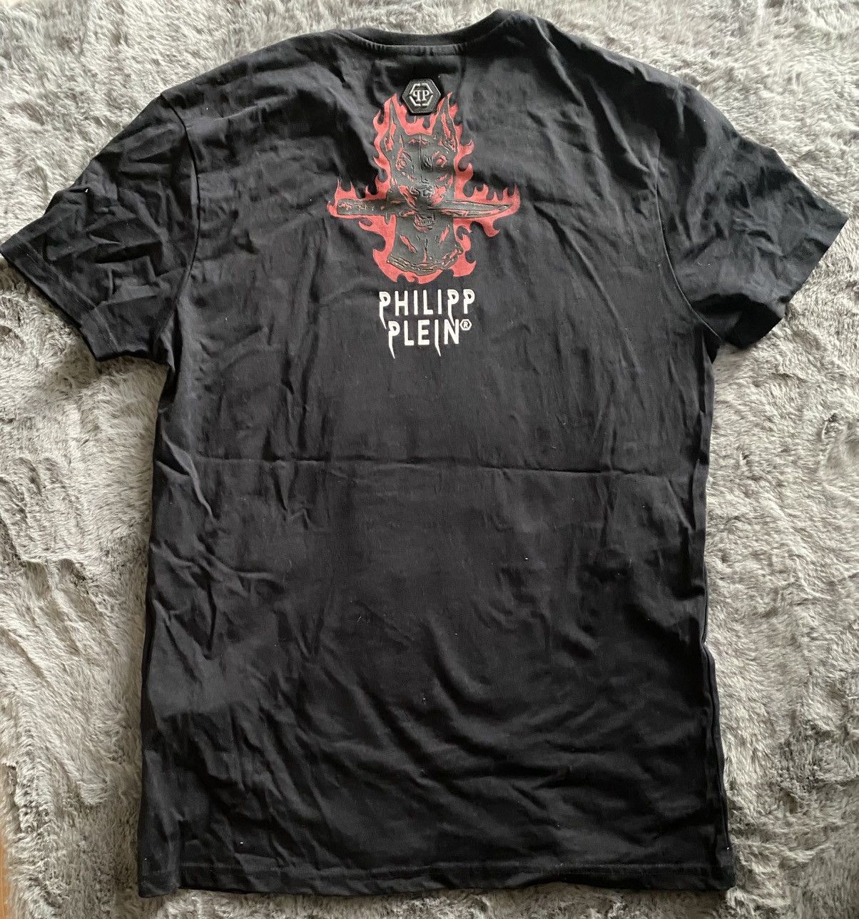 Philipp Plein Philipp Plein Designer T-Shirt – Doberman & Flames – Unique Size US L / EU 52-54 / 3 - 5 Thumbnail
