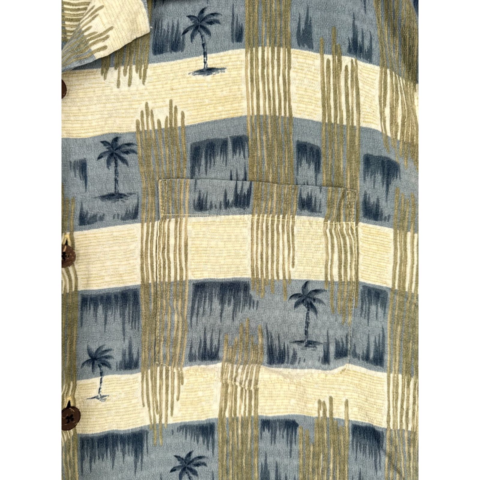 Vintage VINTAGE Bamboo Cay Shirt Adult XL Blue Ivory Stripe Palm Silk Hawaiian READ Size US XL / EU 56 / 4 - 6 Thumbnail