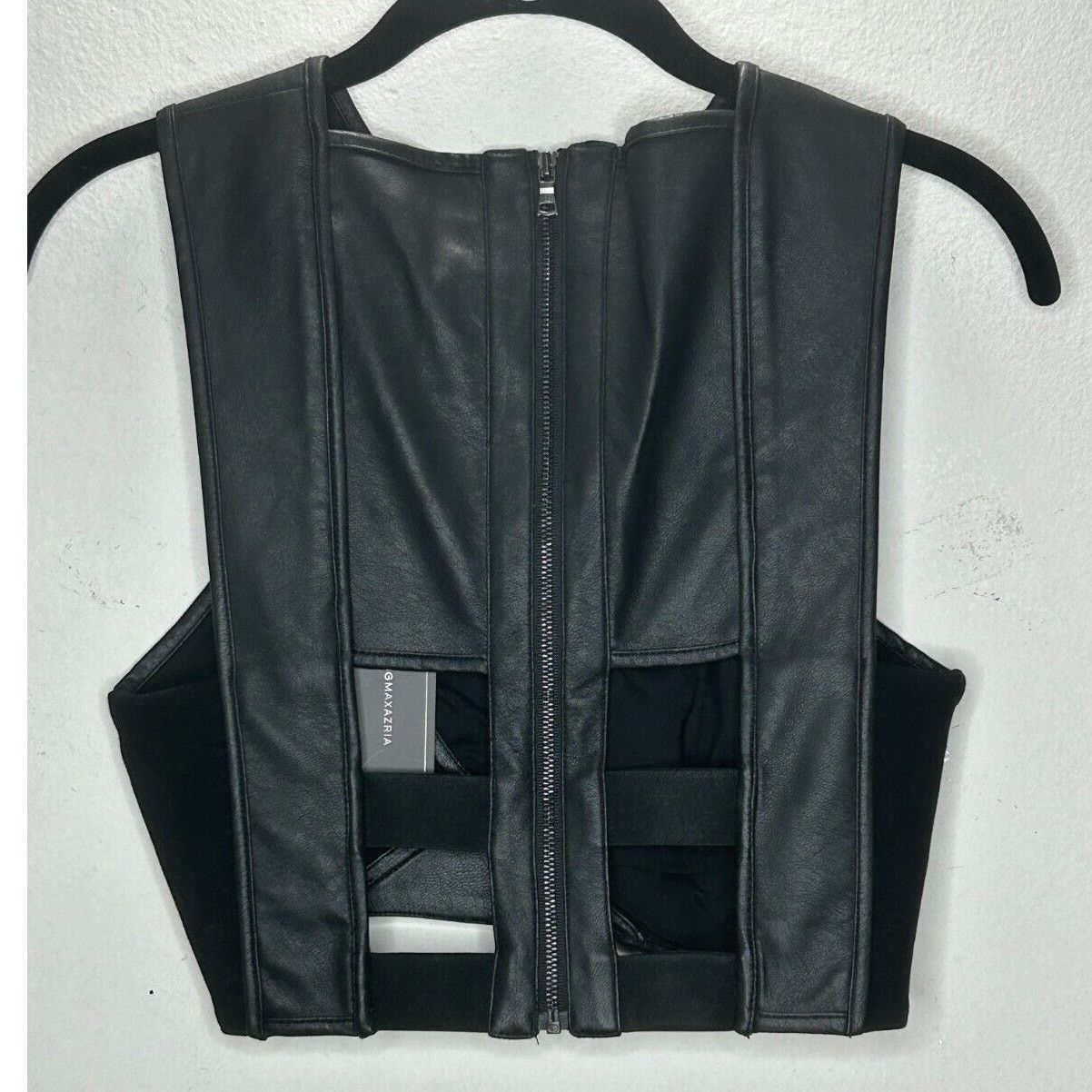 Bcbgmaxazria NWT BCBGMAXAZRIA Black Leatherette Nyella CrissCross Crop XS Size XS / US 0-2 / IT 36-38 - 2 Thumbnail