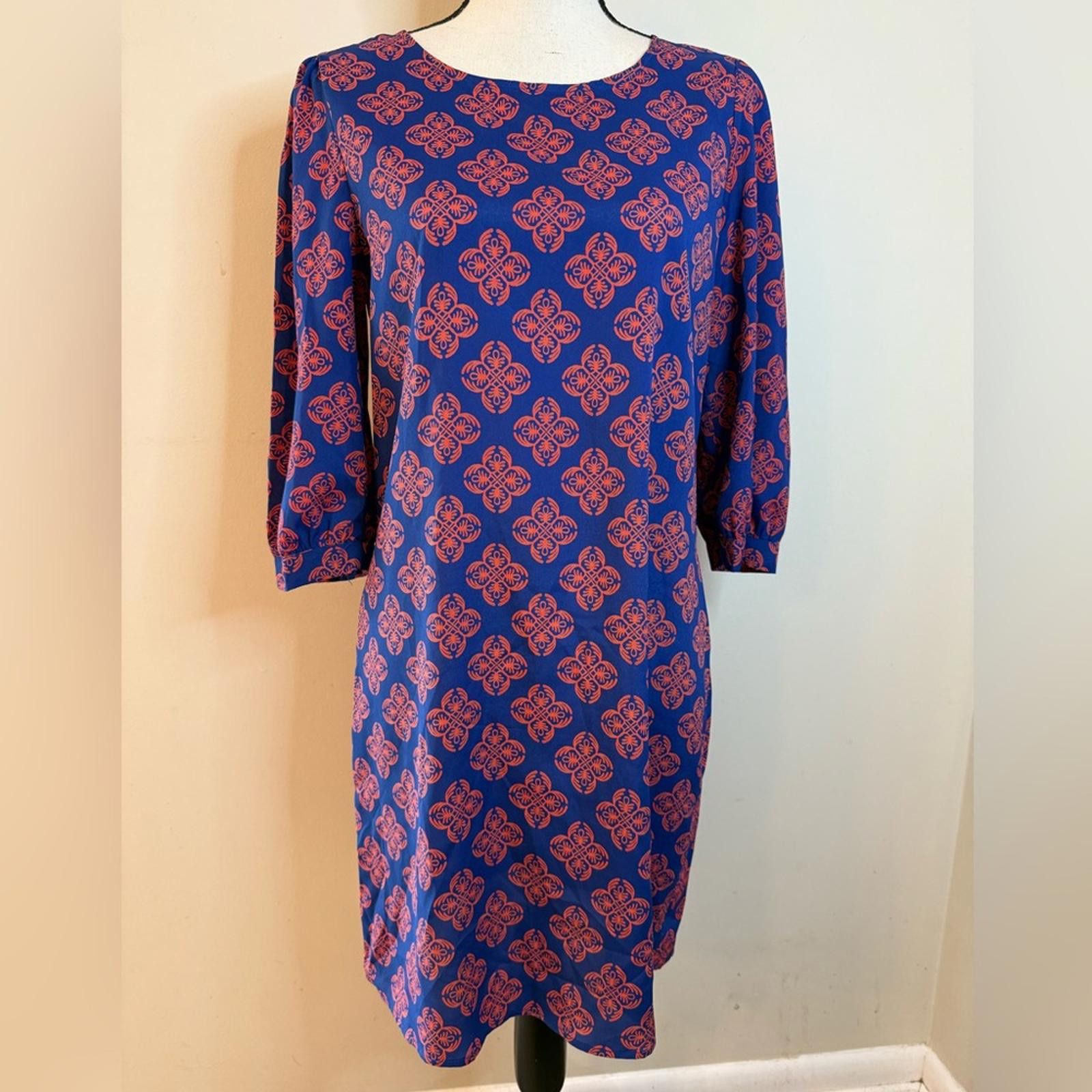 Other Karlie midi sheath dress vibrant blue & pinkish orange SZ LG Size L / US 10 / IT 46 - 3 Thumbnail