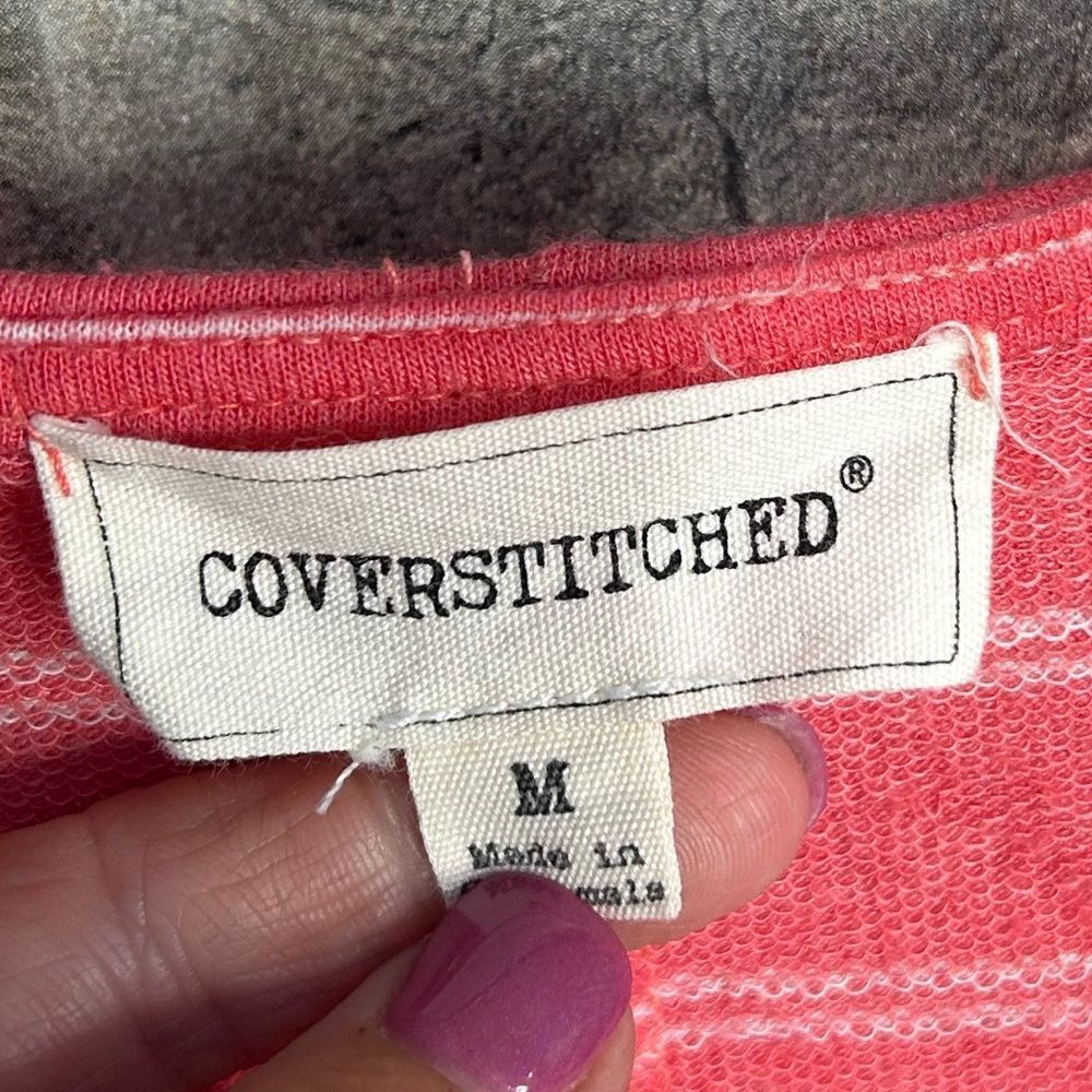 Other Coverstitched Coral Striped Tunic Top Medium Size M / US 6-8 / IT 42-44 - 3 Thumbnail