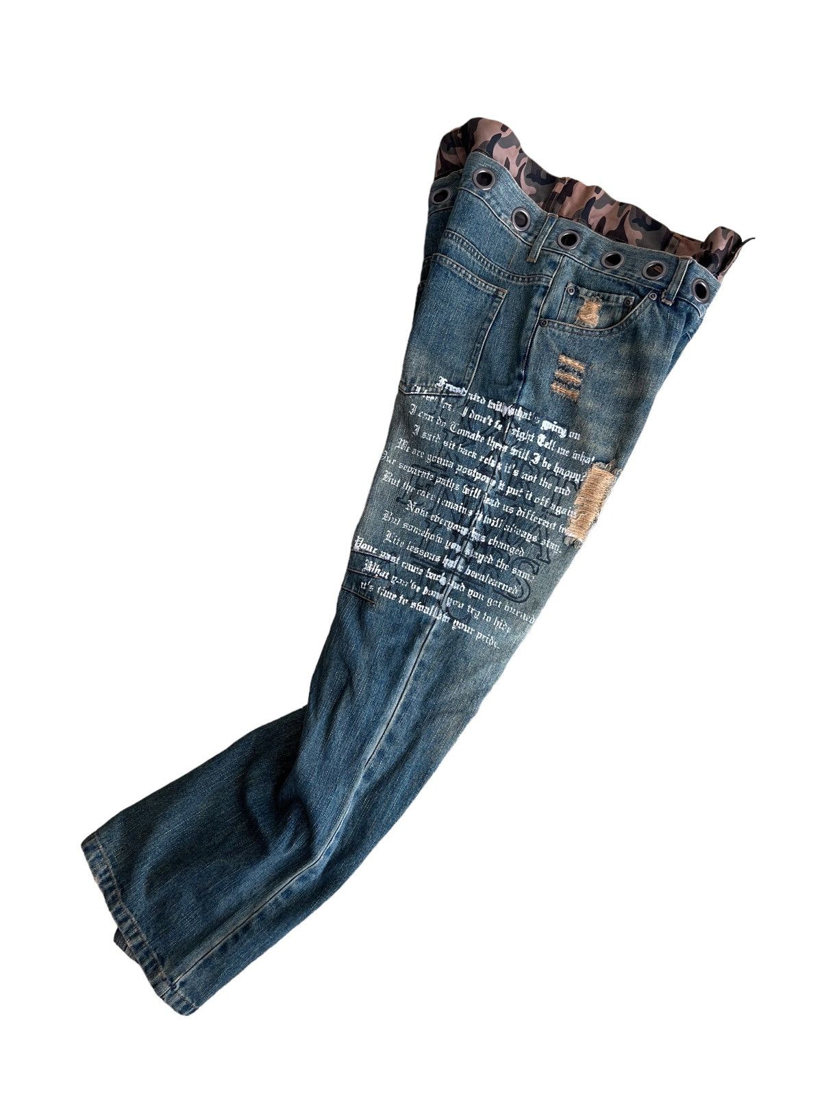 If Six Was Nine ITA "Anarchy Poems" Bullet Hole Double Waist Hybrid Denim Size US 32 / EU 48 - 1 Thumbnail