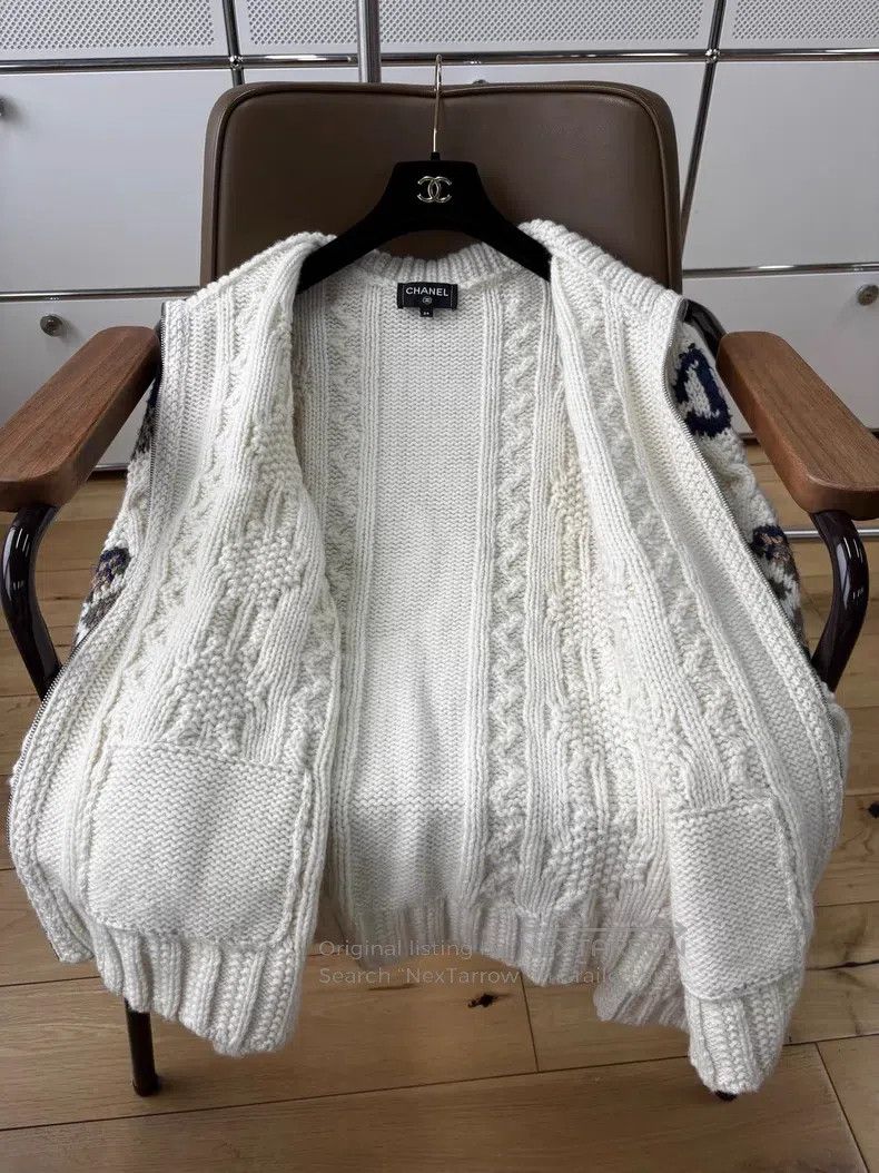 Chanel Chanel 24N Ski Series White Lapel Hemp Knitted Jacket Size XXS / US 00 / IT 34 - 3 Thumbnail