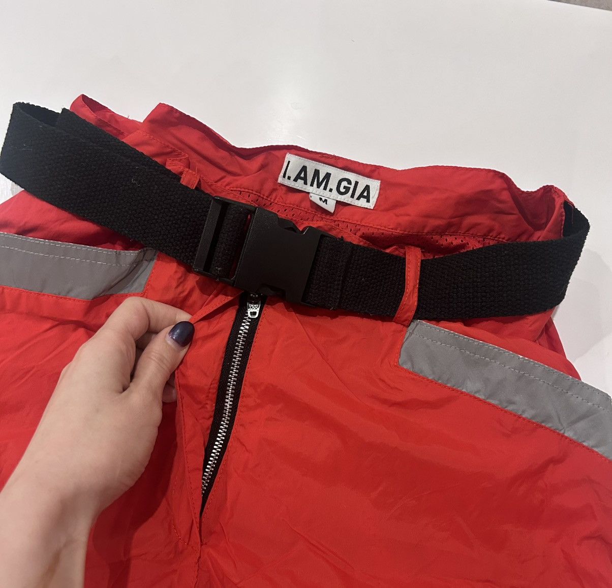 I.AM.GIA I.AM.GIA Red & Silver Reflective Pants (Medium) Size 30" / US 8 / IT 44 - 3 Thumbnail