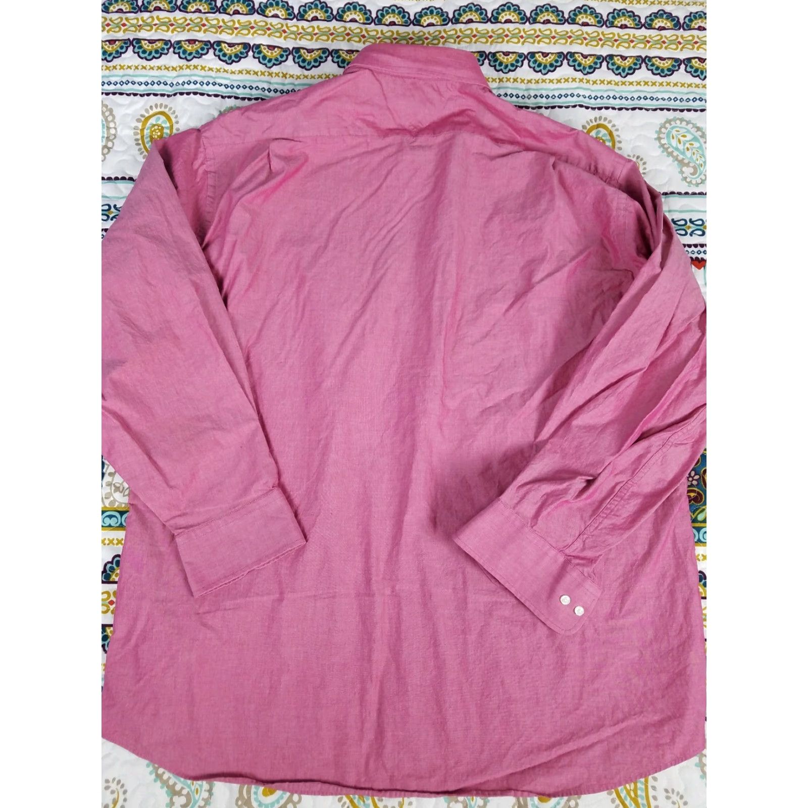 Tommy Hilfiger VINTAGE Tommy Hilfiger Regular Fit Mens Dress Shirt Red 17 1/2 34/35 XL Button Up Mens Shirt Red 90s Size 46R - 4 Thumbnail