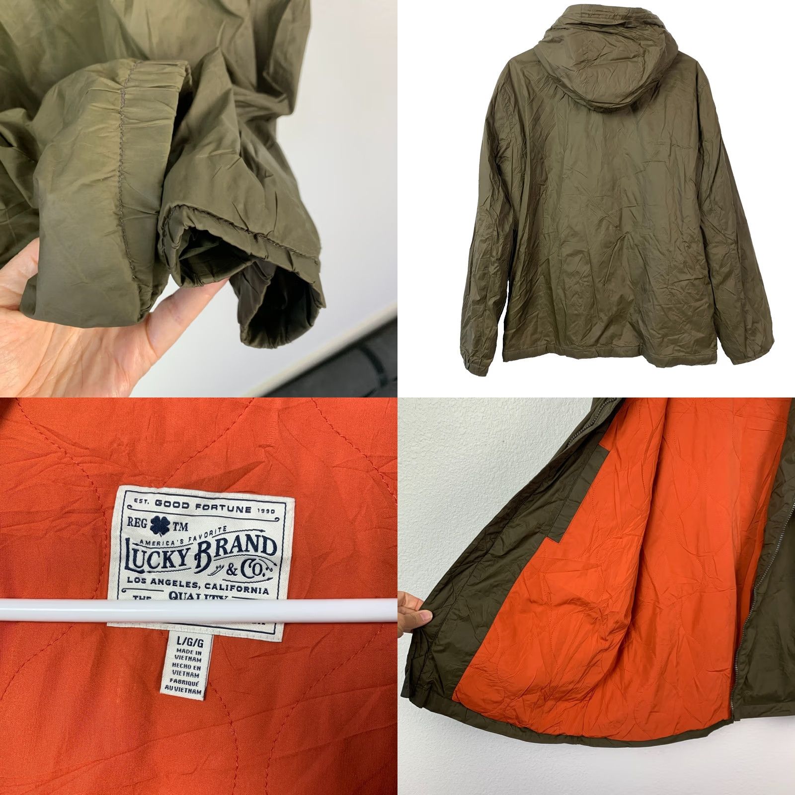 Lucky Brand Lucky Brand Dry Goods Army Green Orange Lightweight Windbreaker Jacket Lg Men Regular Size Large Zip Nylon Shirt Coat Size US L / EU 52-54 / 3 - 8 Thumbnail