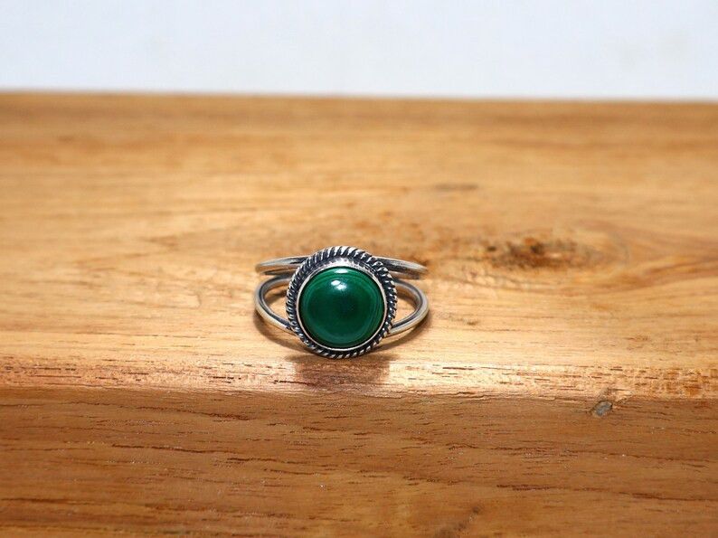 Handmade Handmade Malachite Sterling Silver Ring, Gift for Christmas Size ONE SIZE - 1 Thumbnail